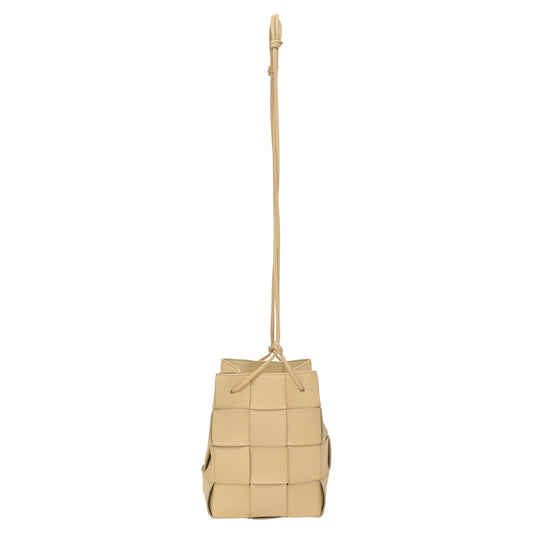 Luxury Bottega Veneta Small Cassette Cross Body Bucket Bag in Pastel Yellow Lambskin Leather