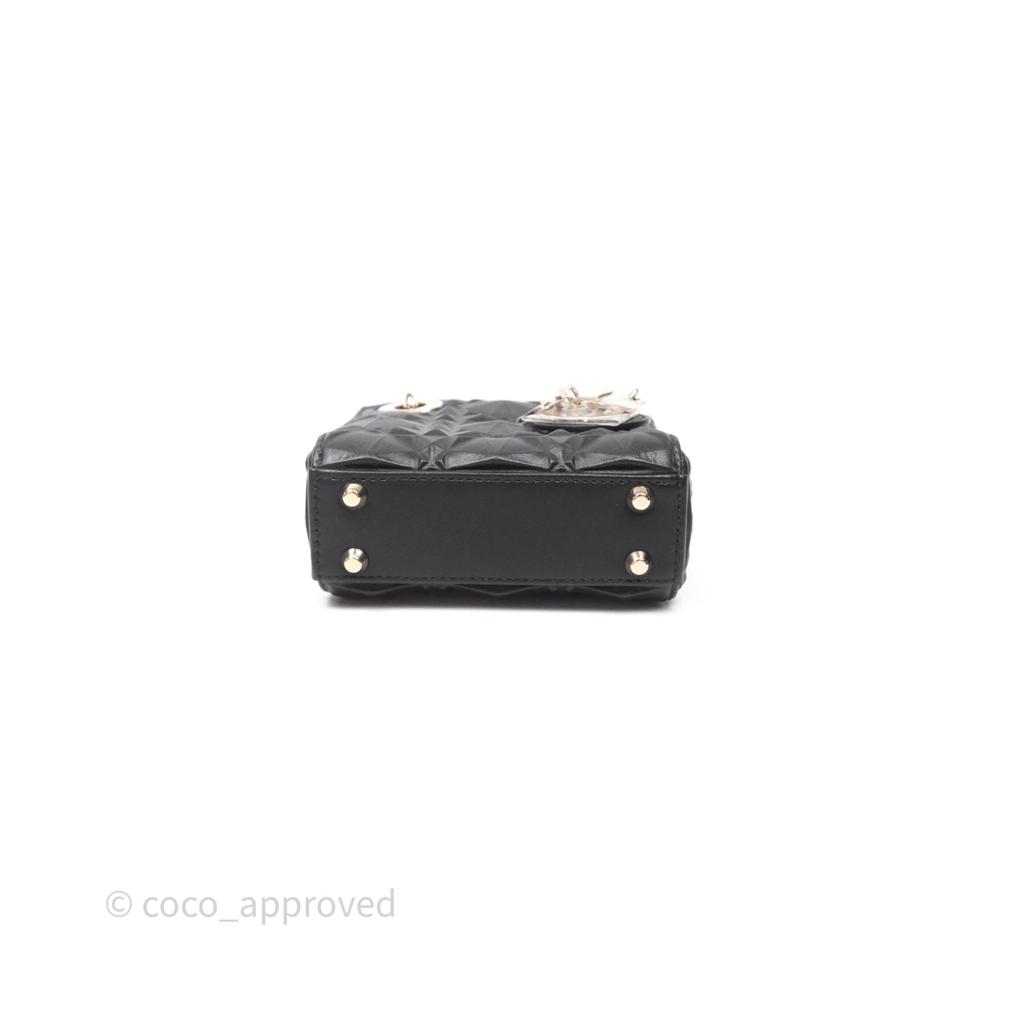 Dior Mirco Lady Dior Black Cannage Calfskin with Diamond Motif Gold Hardware
