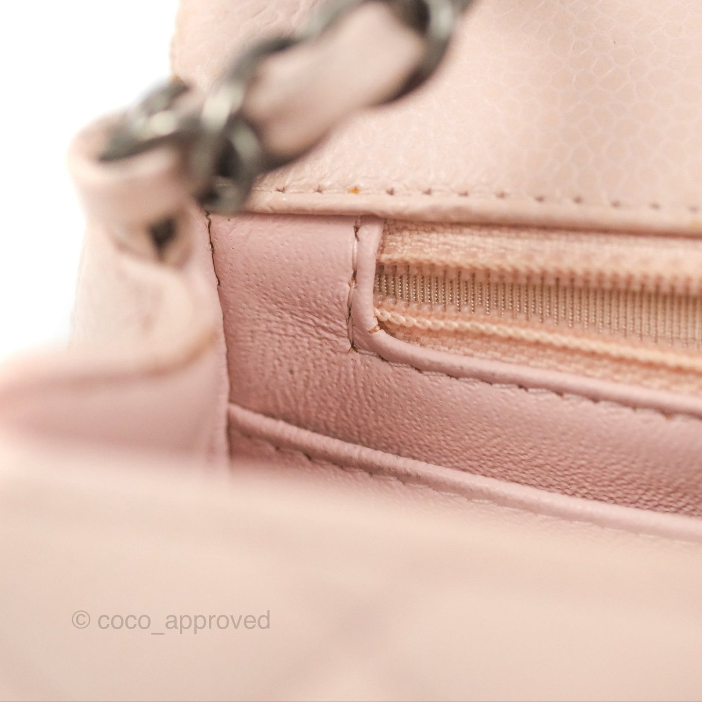 Chanel Quilted Mini Square Flap Pale Pink Caviar Ruthenium Hardware