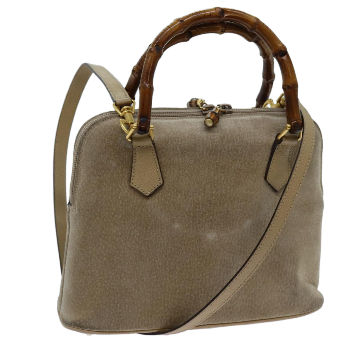 Luxury Gucci Trending 2025 Bamboo Hand Bag Suede 2way Beige  70950