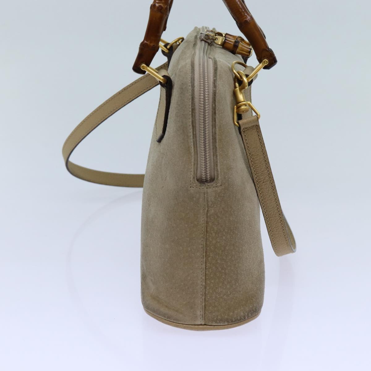 Luxury Gucci Trending 2025 Bamboo Hand Bag Suede 2way Beige  70950