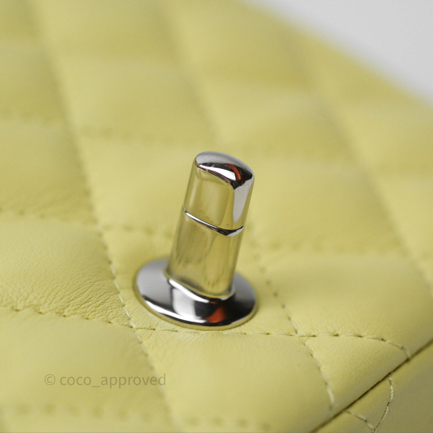 Chanel Mini Square Flap Quilted Yellow Lambskin Silver Hardware