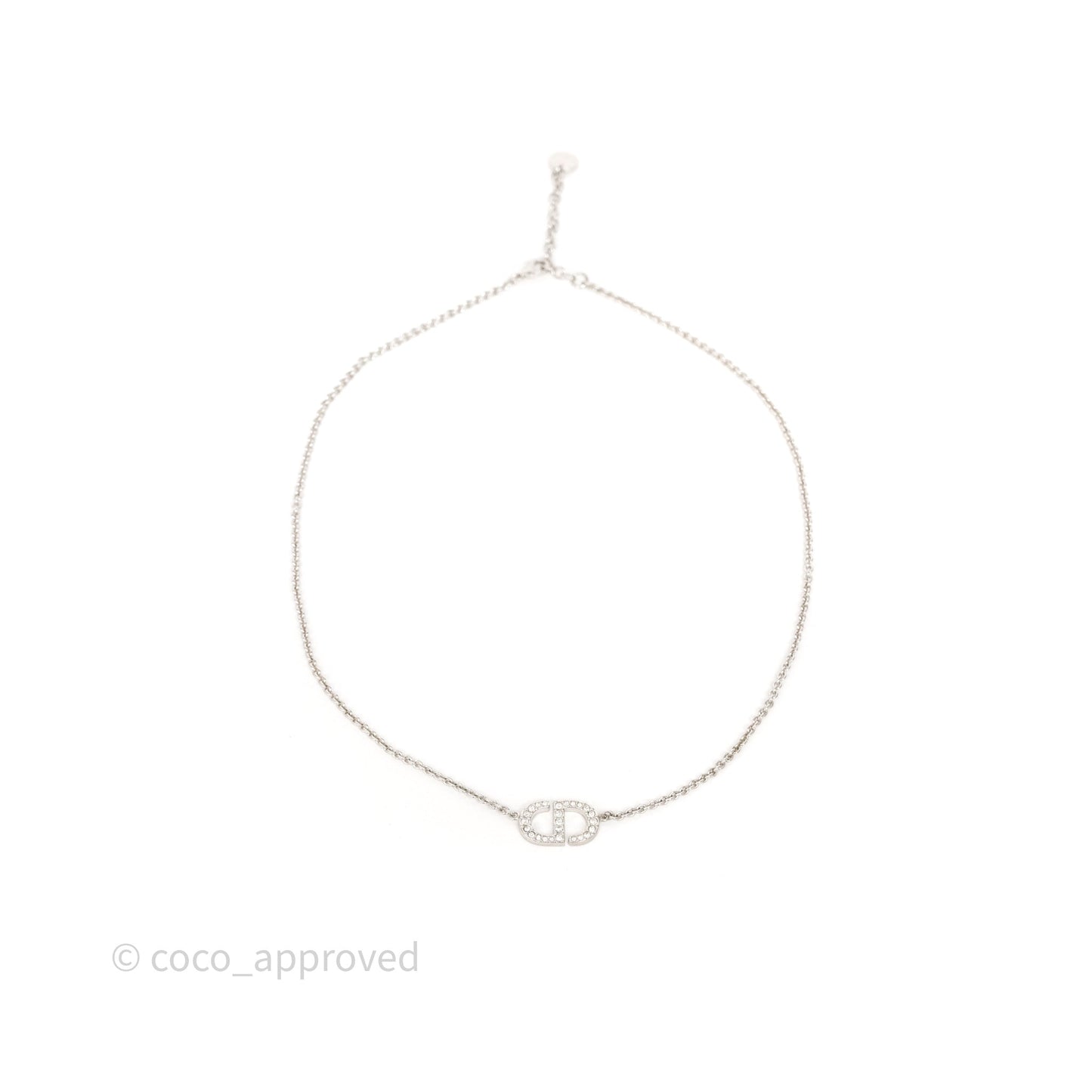 Christian Dior Petit CD Necklace Silver Tone