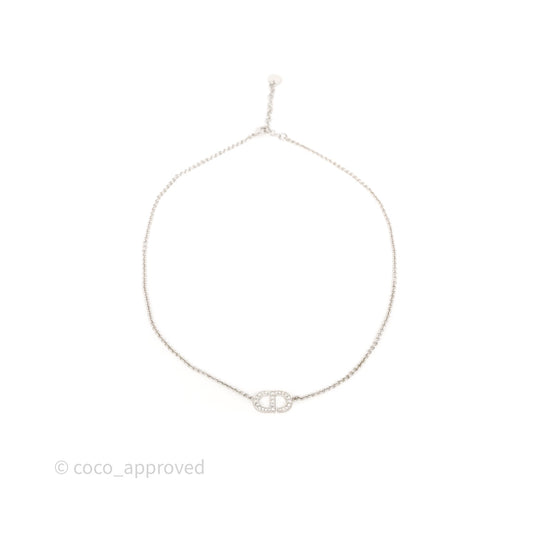 Christian Dior Petit CD Necklace Silver Tone