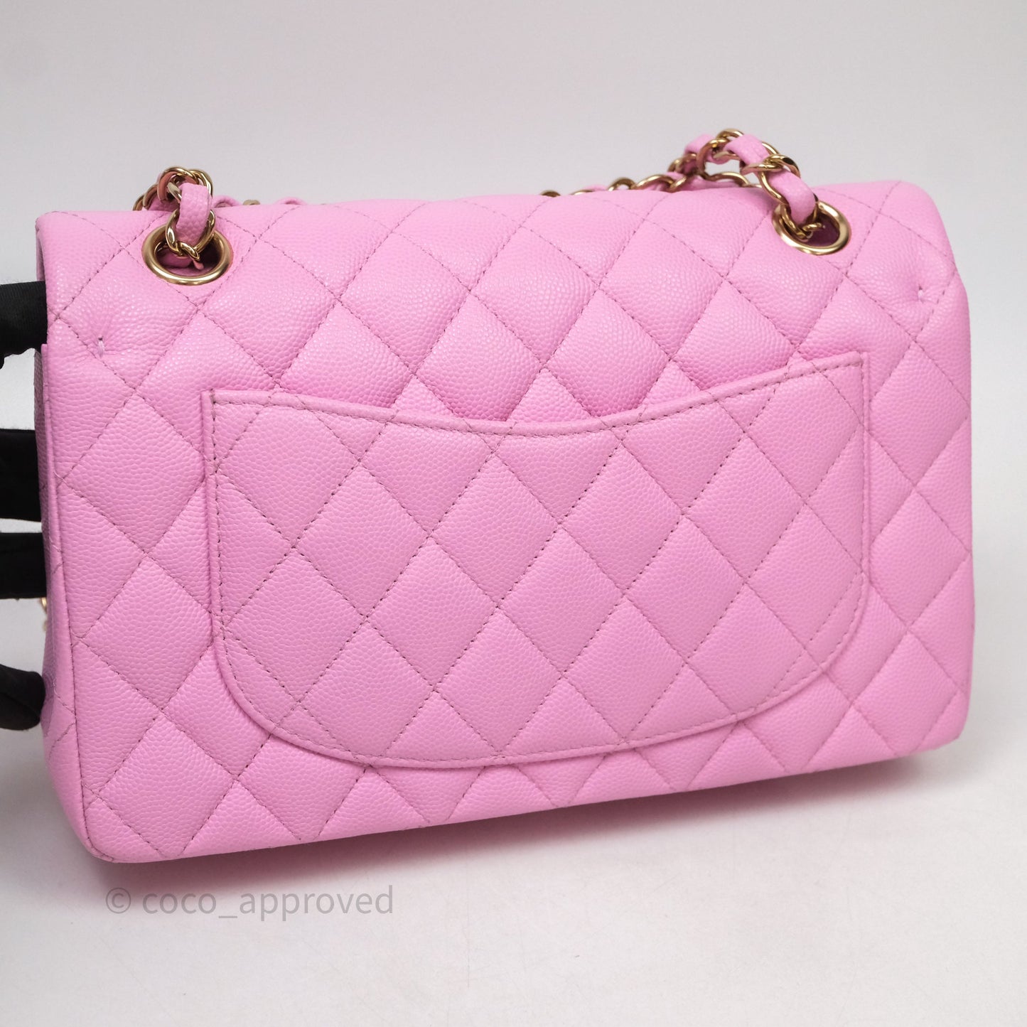 Chanel Small Classic Flap Quilted Pink Caviar Gold Hardware