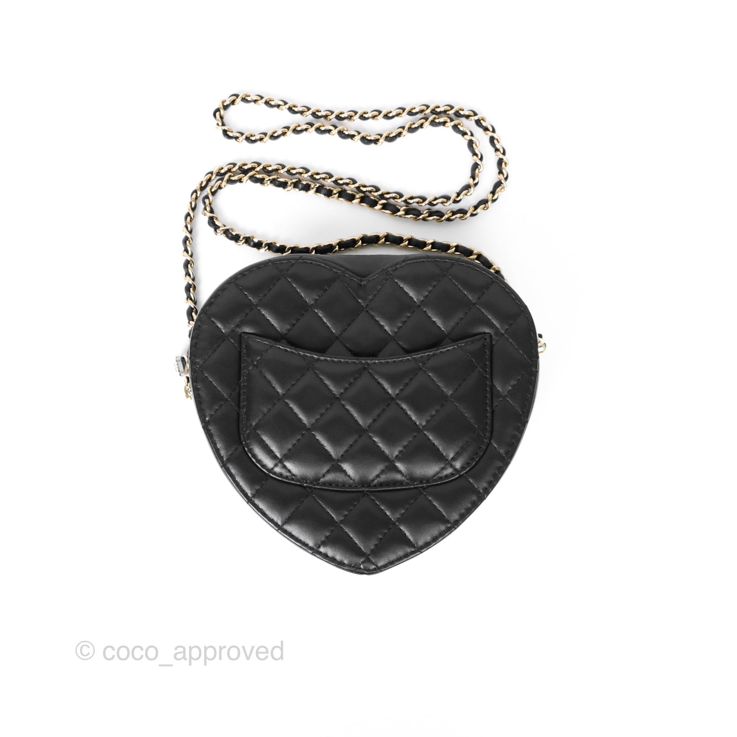 Chanel Large Heart Bag Black Lambskin Gold Hardware 22S