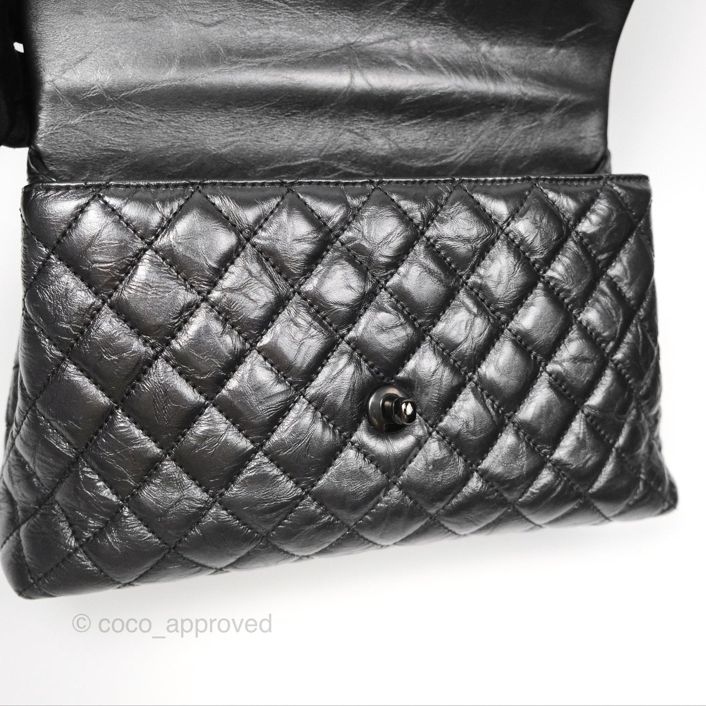 Chanel Medium Coco Handle Quilted Aged Calfskin Iridescent Dark Grey So Black Hardware