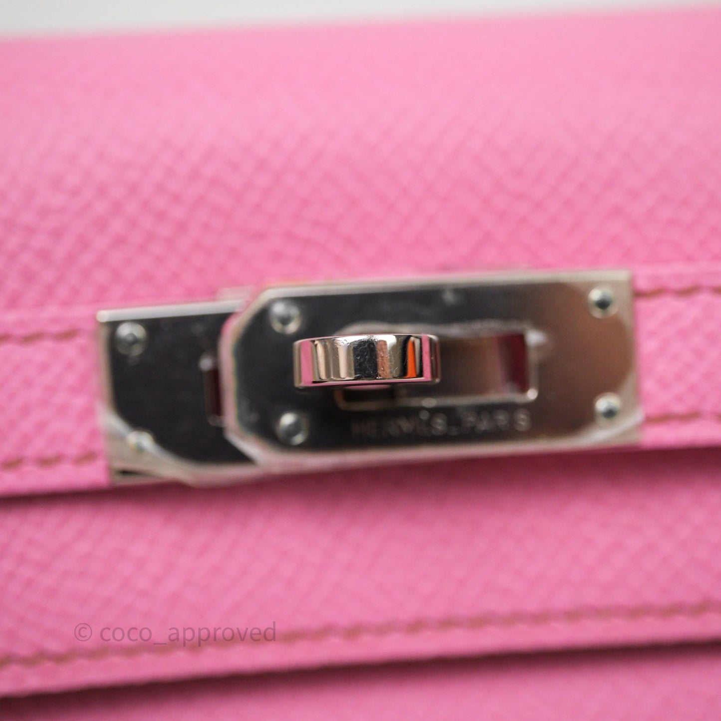 Hermès Kelly Wallet Bubblegum Epsom Palladium Hardware