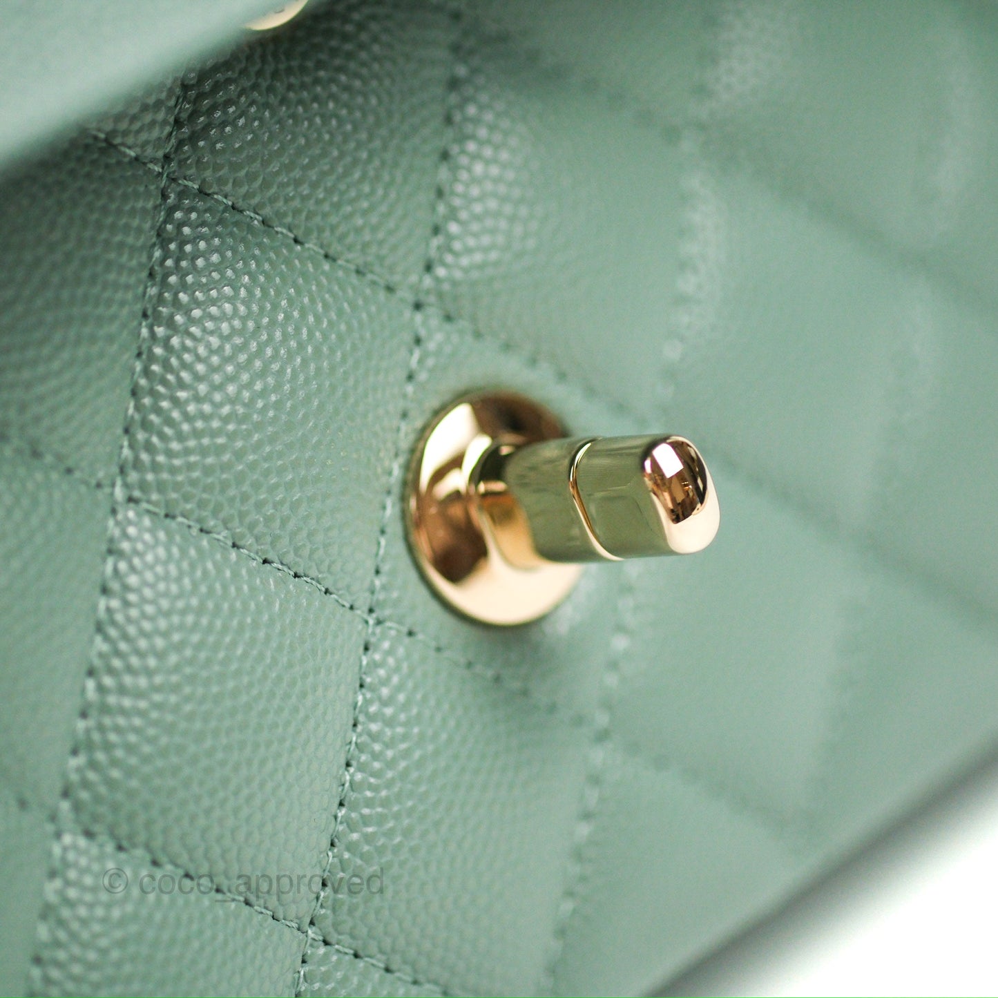 Chanel Classic M/L Medium Flap Quilted Tiffany Green Caviar Gold Hardware