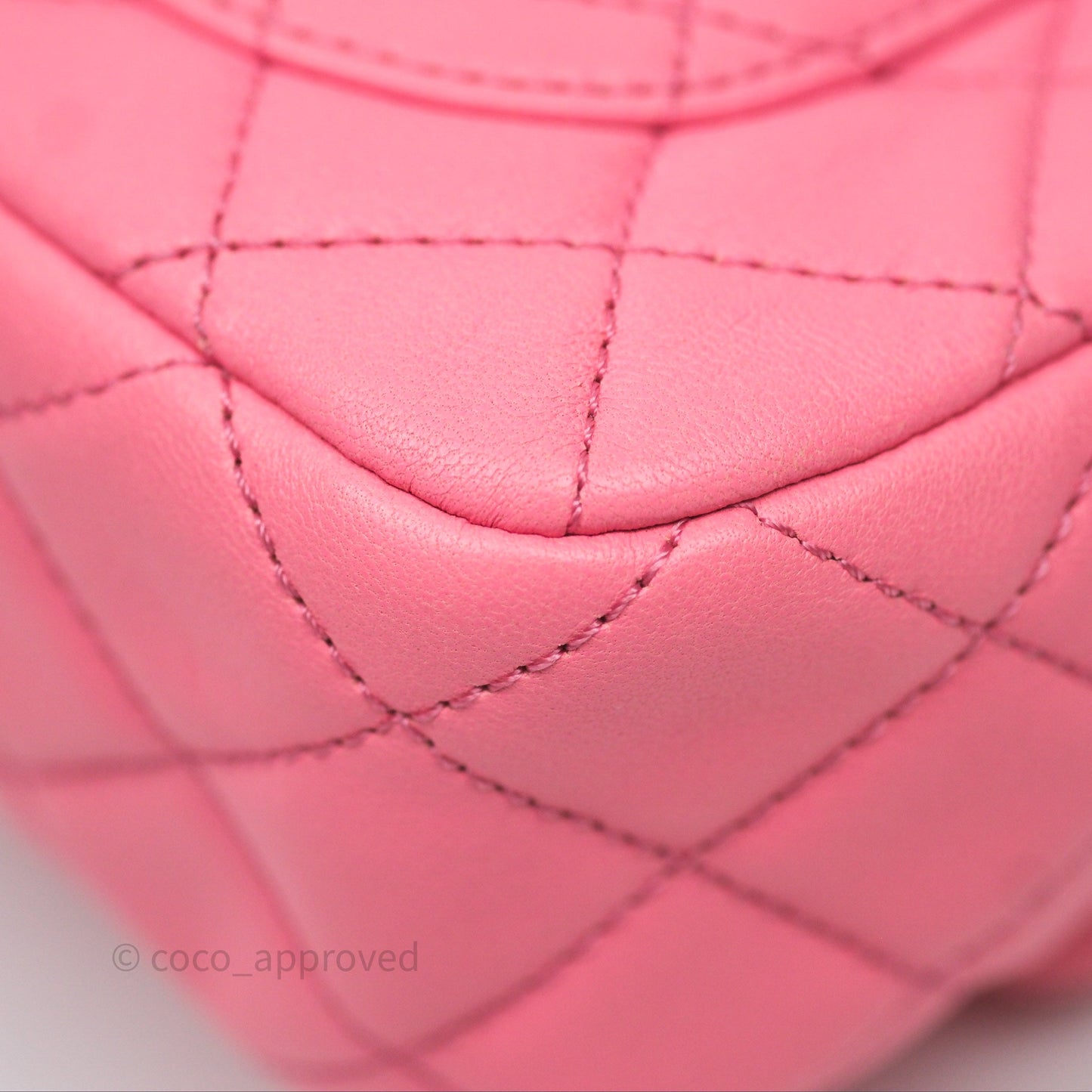 Chanel Mini Rectangular Pearl Crush Quilted Pink Lambskin Aged Gold Hardware