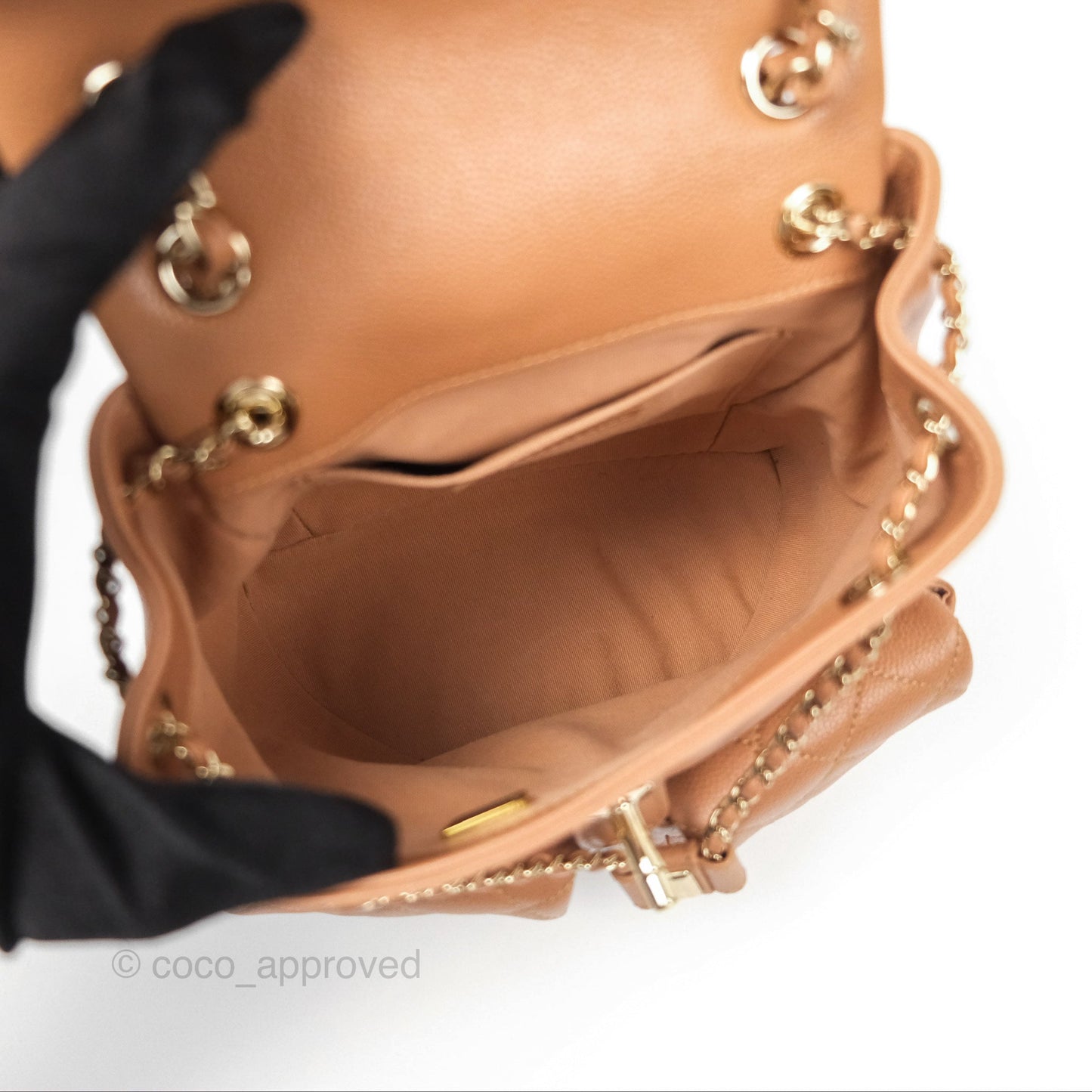 Chanel Duma Backpack Medium Dark Beige Caviar Gold Hardware