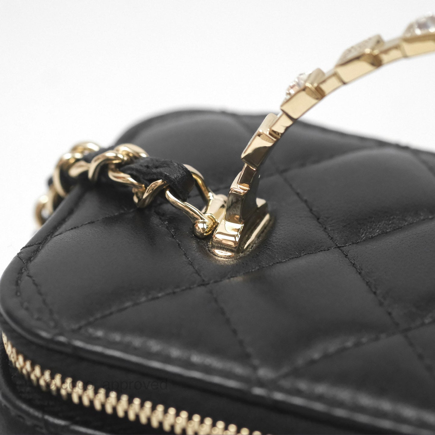 Chanel Vanity Rectangular Top Handle Black Lambskin Gold Hardware