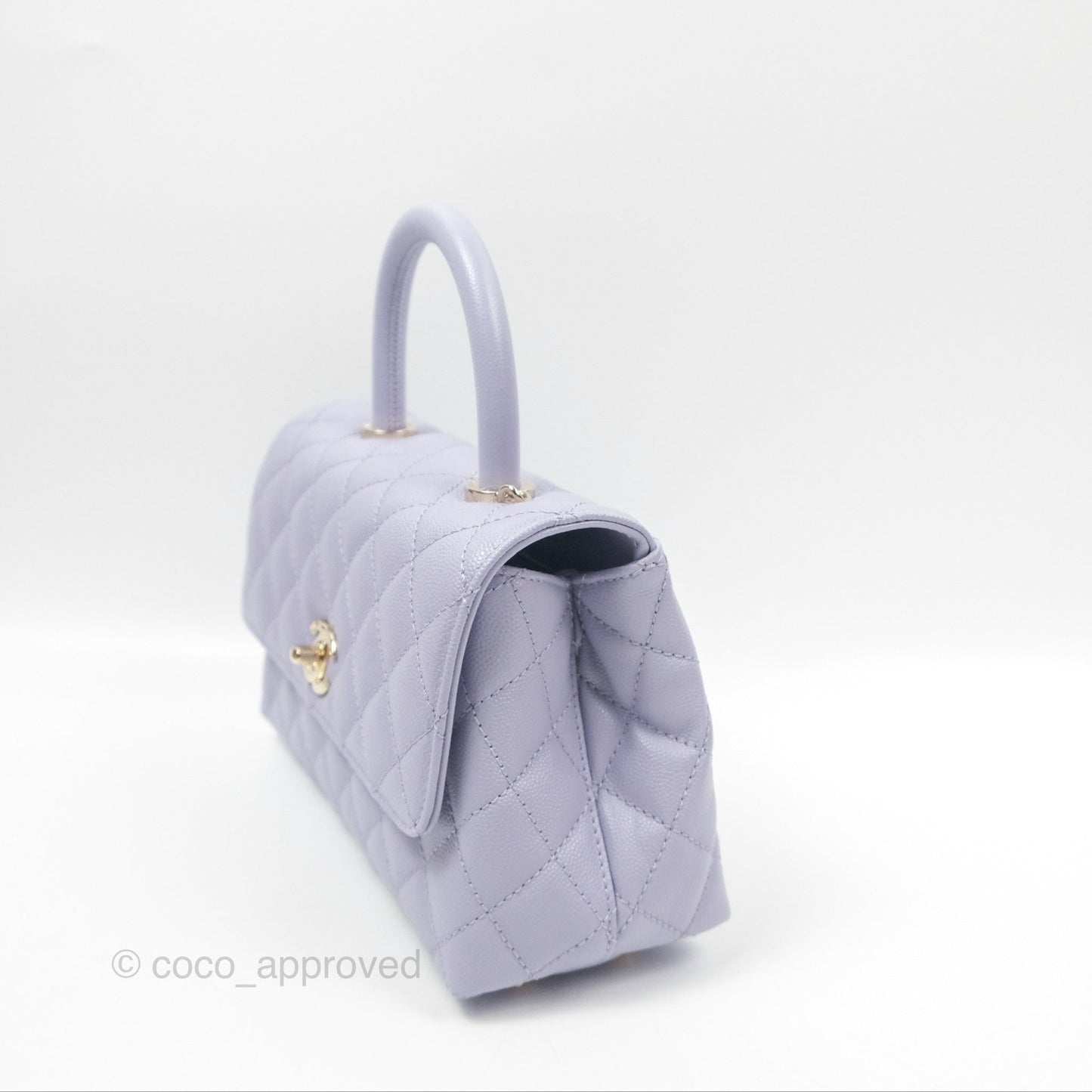 Chanel Small Coco Handle Lilac Caviar Gold Hardware