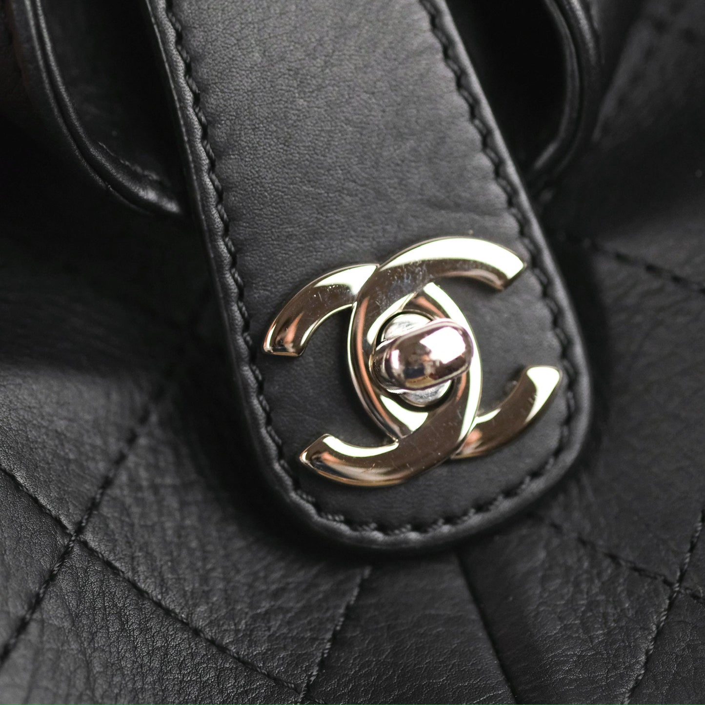Chanel Flat Quilted Boston Bag Black Calfskin Silver Hardware