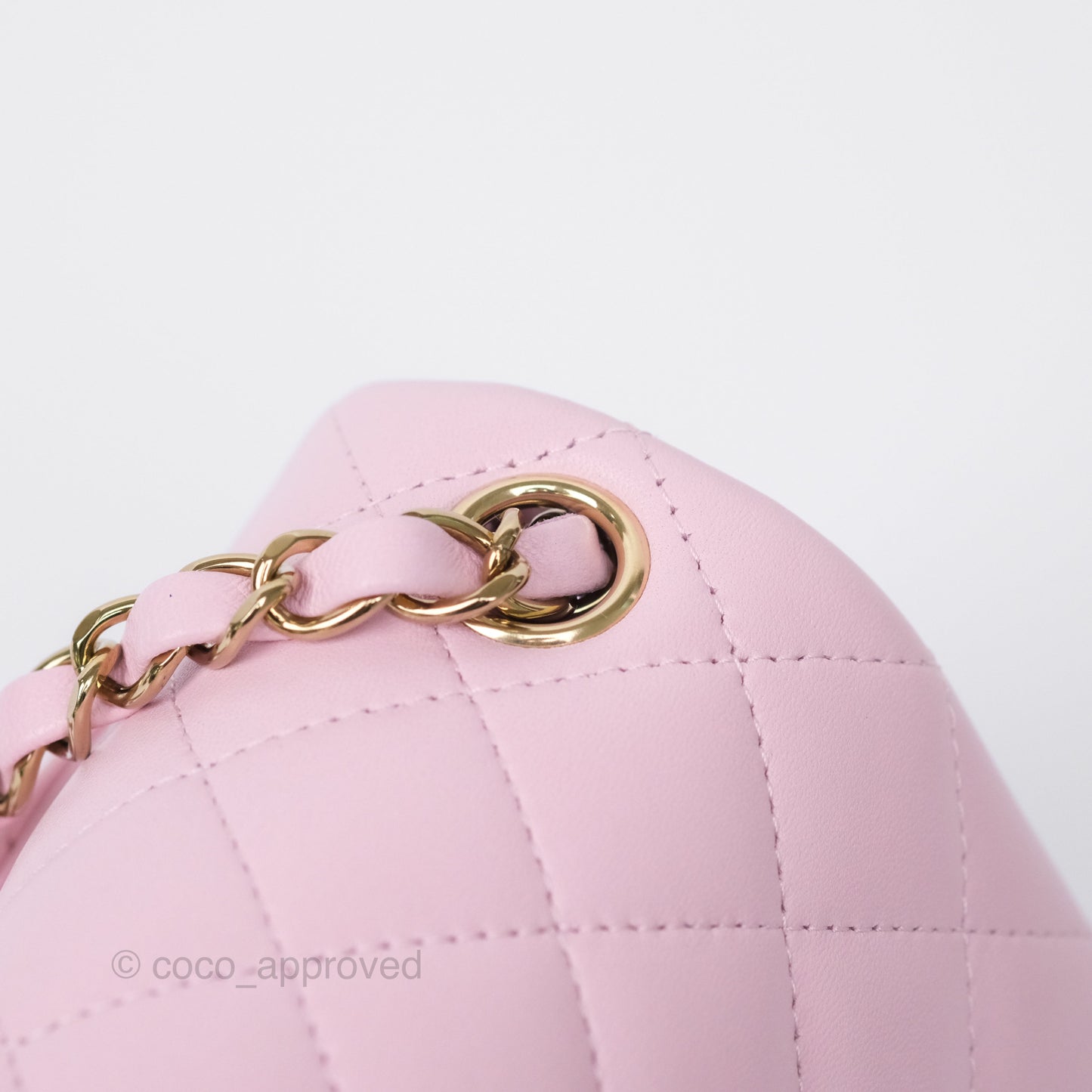Chanel Mini Square Flap Quilted Pink Lambskin Gold Hardware