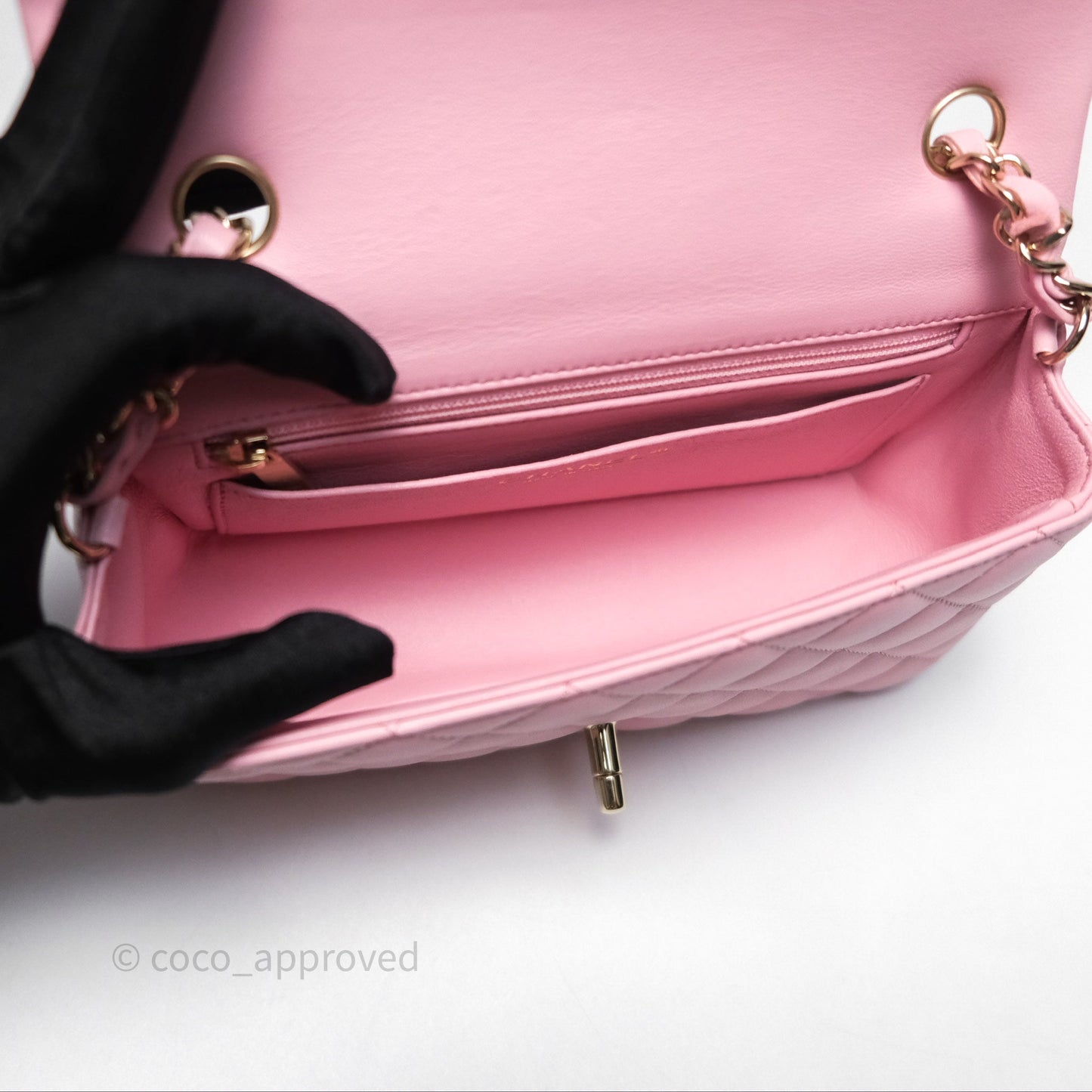 Chanel Quilted Mini Rectangular Flap Pink Lambskin Gold Hardware