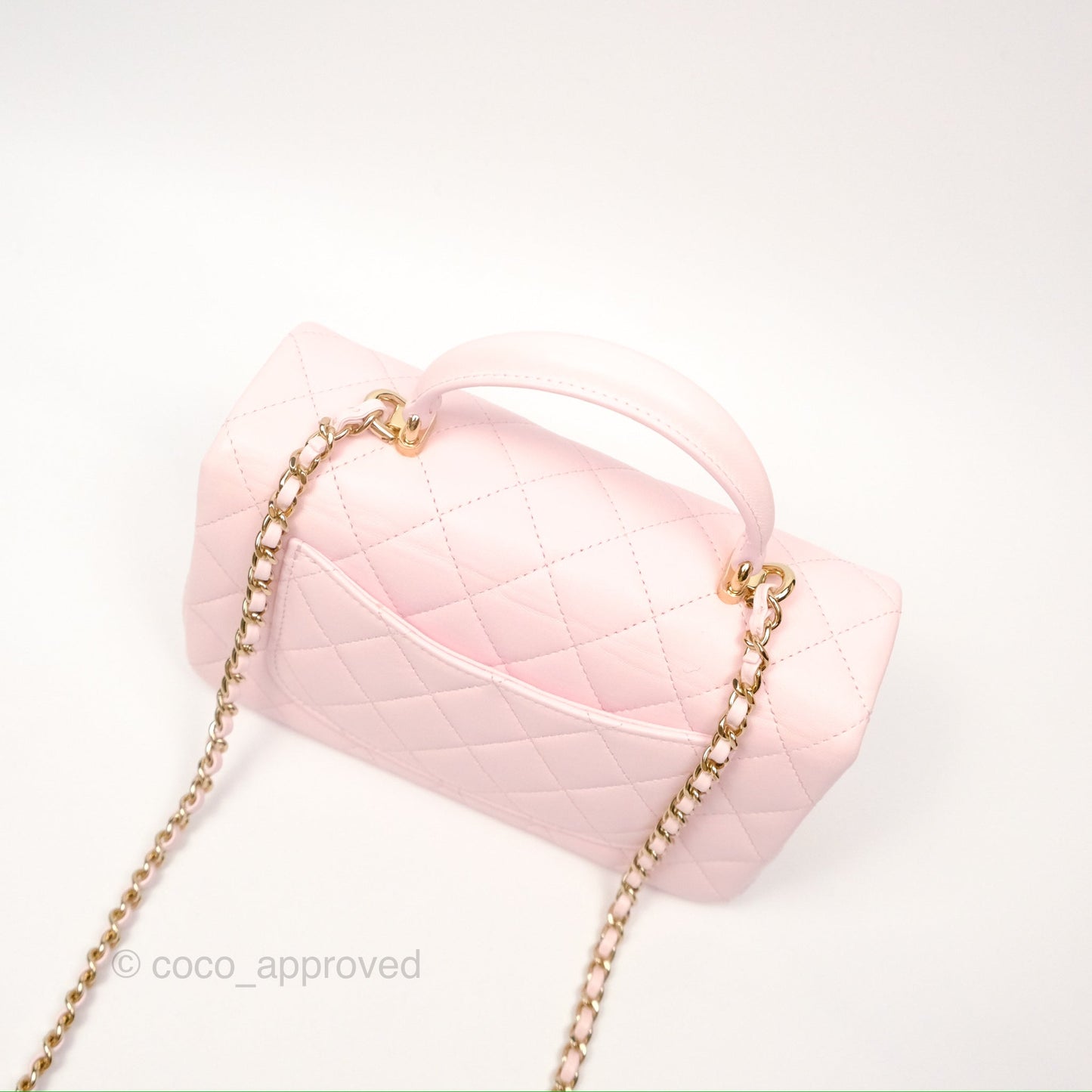 Chanel Top Handle Mini Rectangular Flap Bag Light Pink Lambskin Gold Hardware