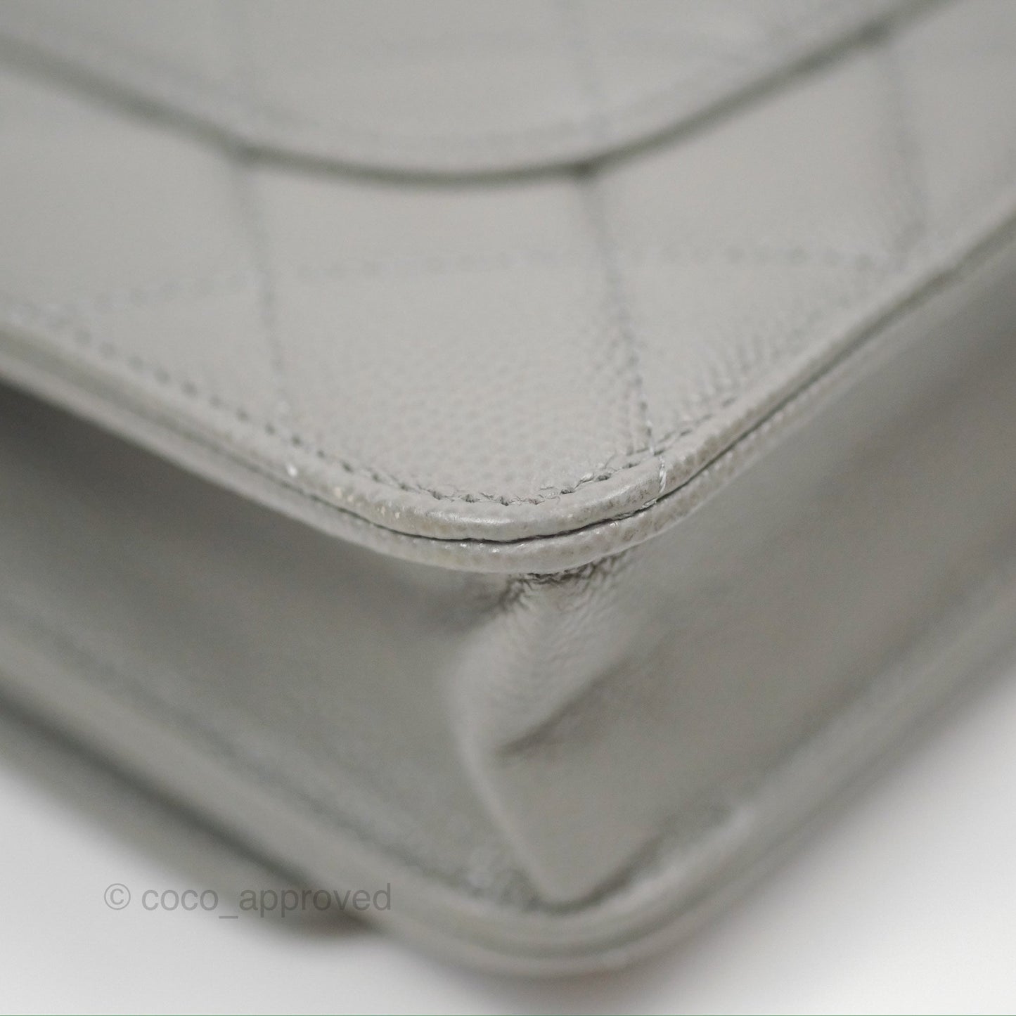 Chanel Classic Wallet on Chain WOC Quilted Grey Caviar Gold Hardware