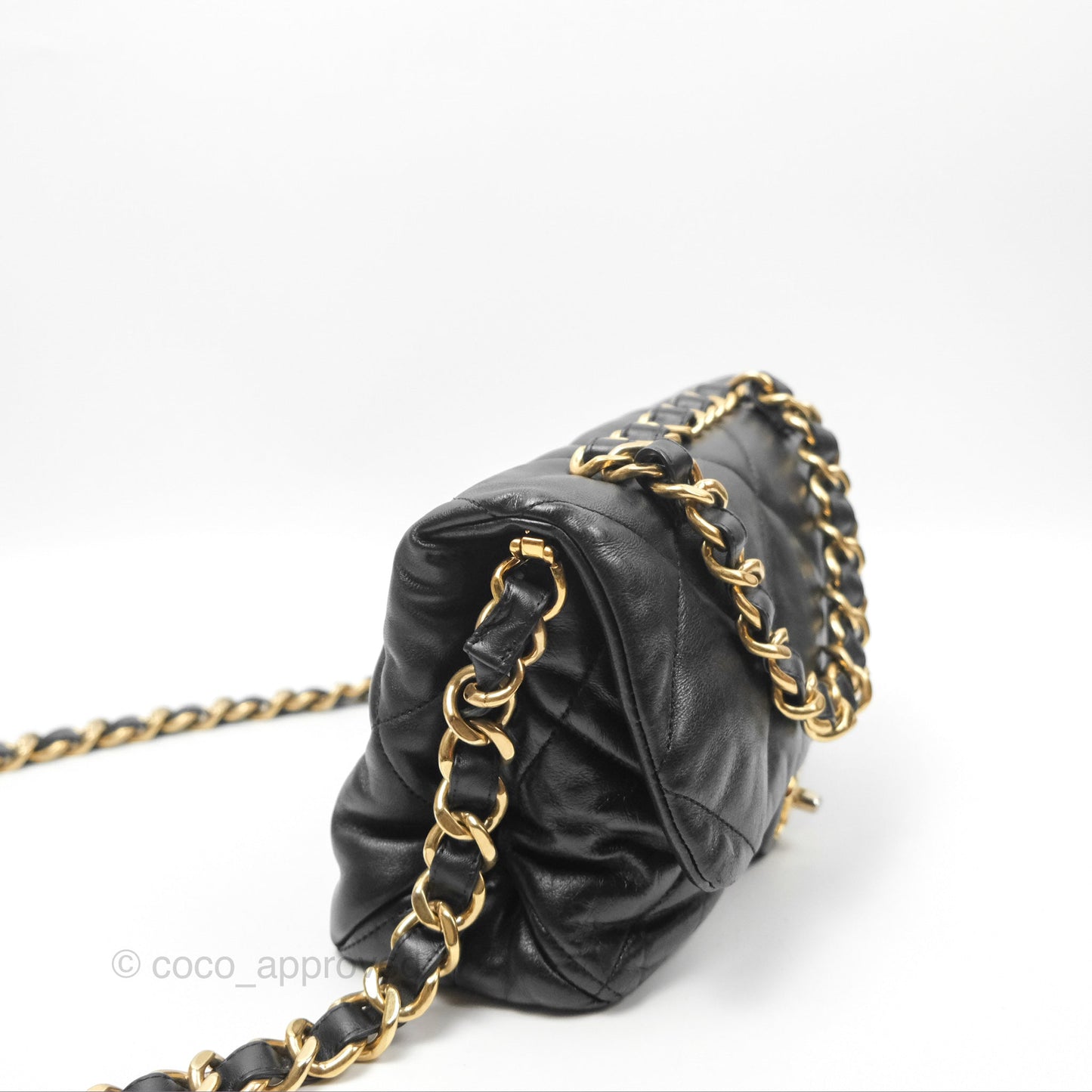 Chanel Chain Handle Flap Bag Black Goatskin Gold Hardware