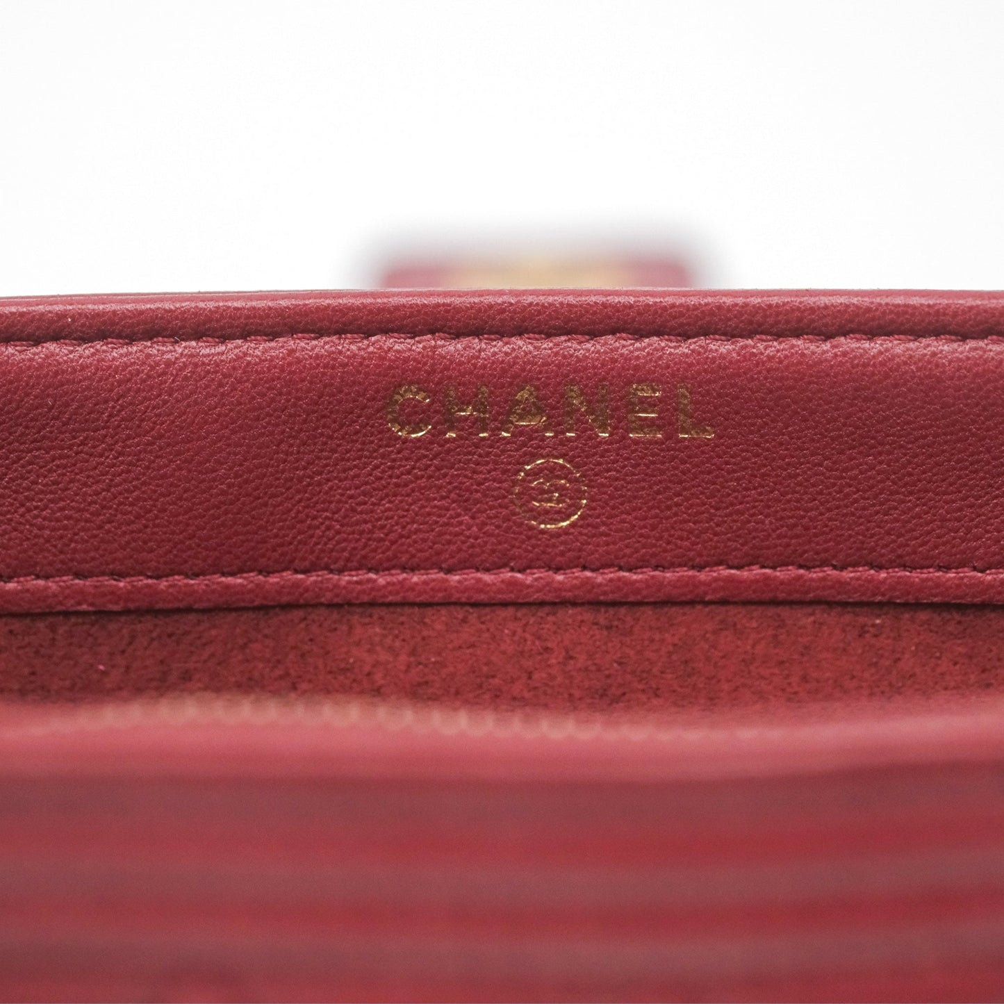 Chanel Quilted Boy Coin Case Dark Red Aged Gold Hardware