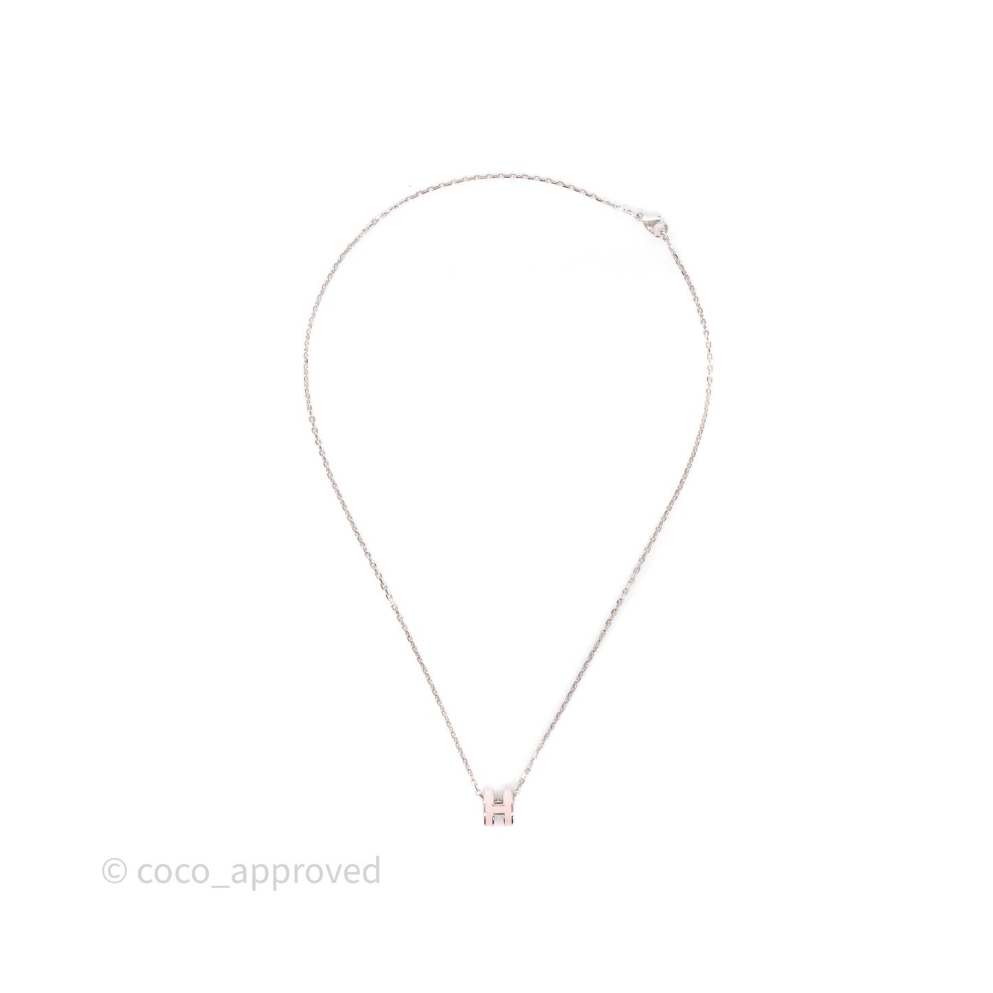 Hermès Mini Pop H Rose Dragee Pendant Necklace Palladium Hardware