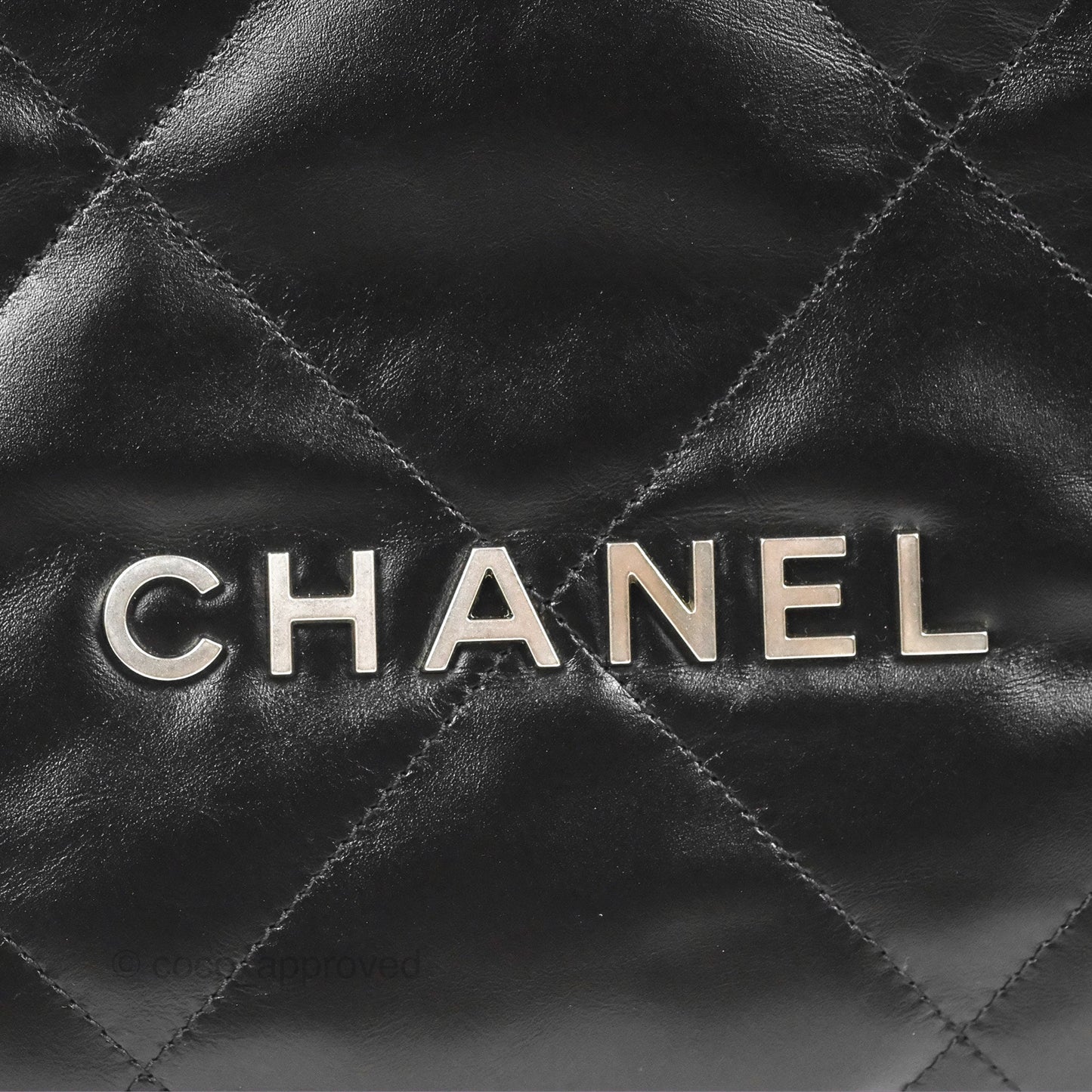 Chanel 22 Medium Shiny Calfskin Quilted Backpack Black