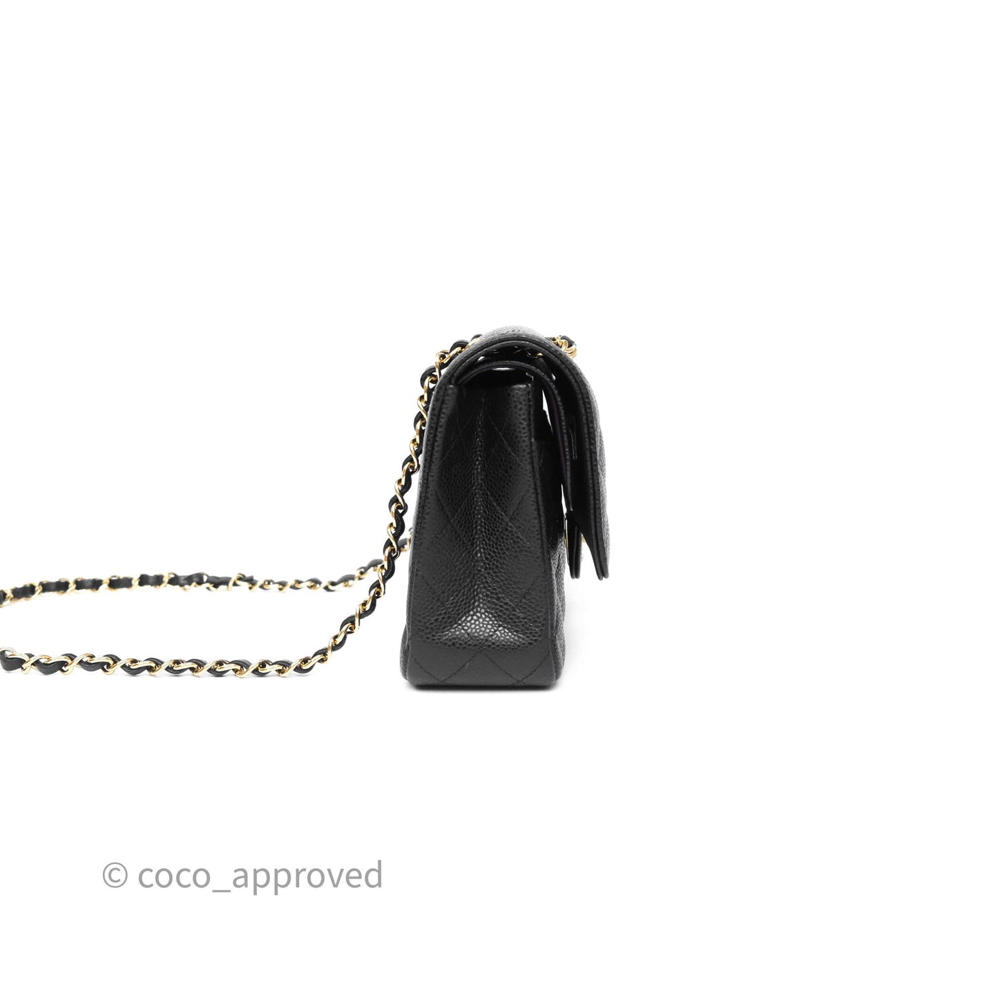 Chanel M/L Medium Classic Flap Quilted Black Caviar Gold Hardware