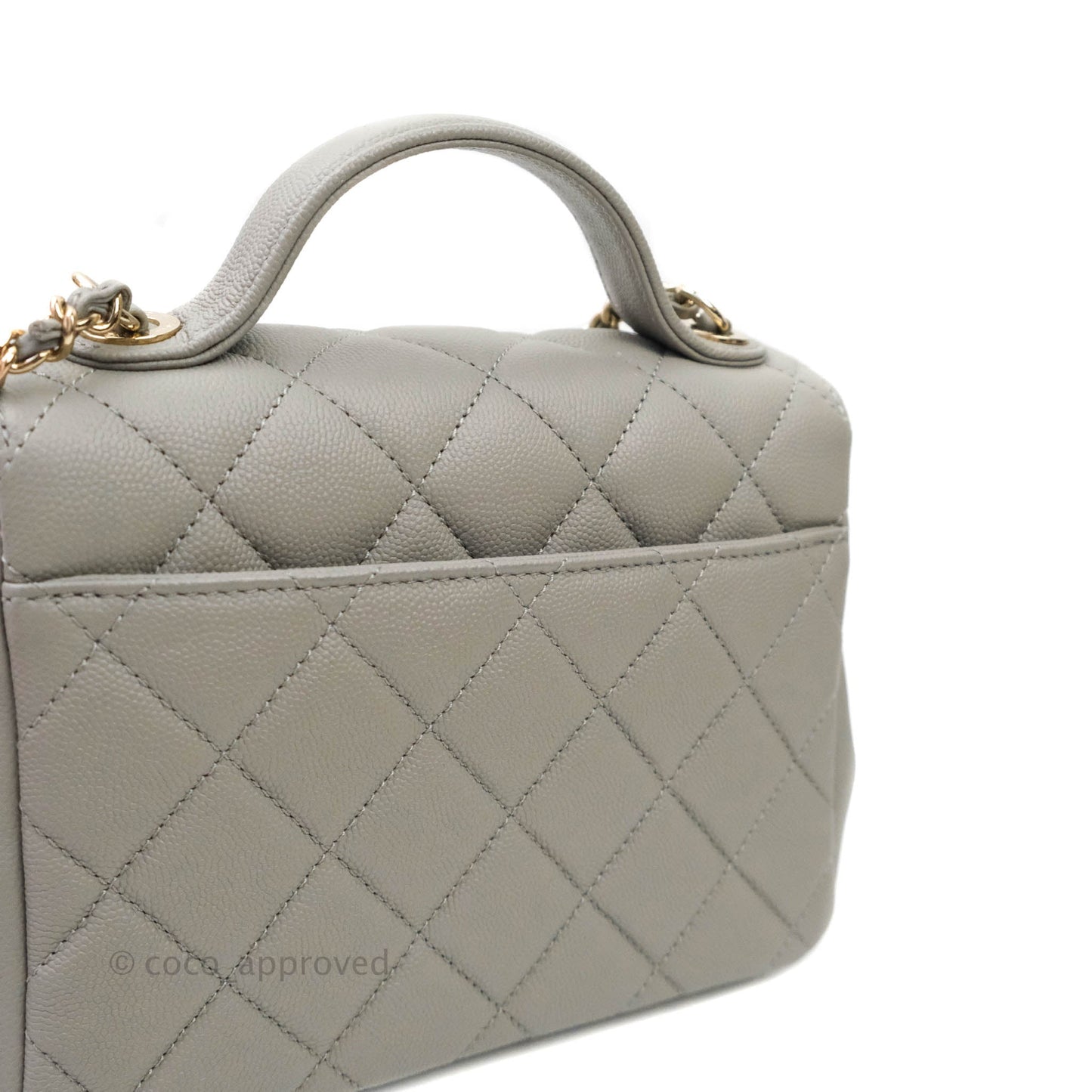 Chanel Quilted Small Business Affinity Flap Grey Caviar Gold Hardware