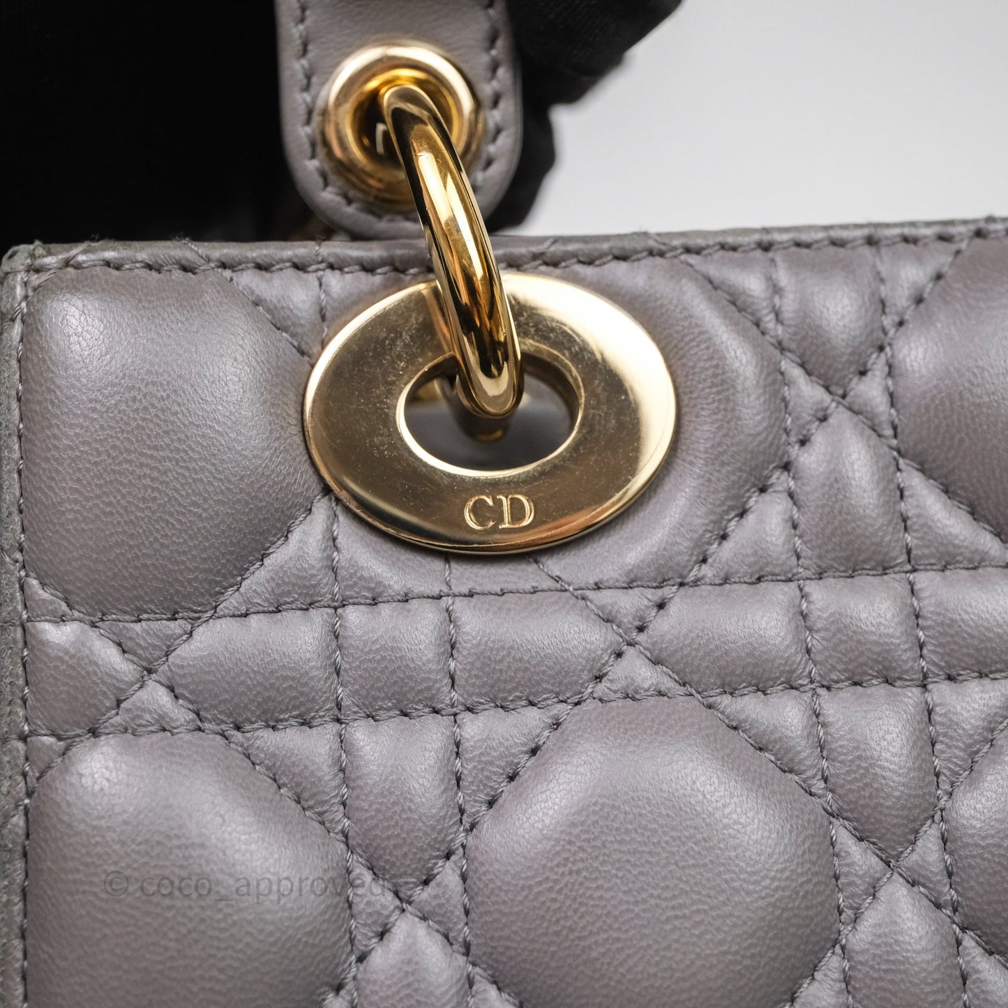 Christian Dior Small Lady Dior My ABCDior Bag Stone Gray Cannage Lambskin