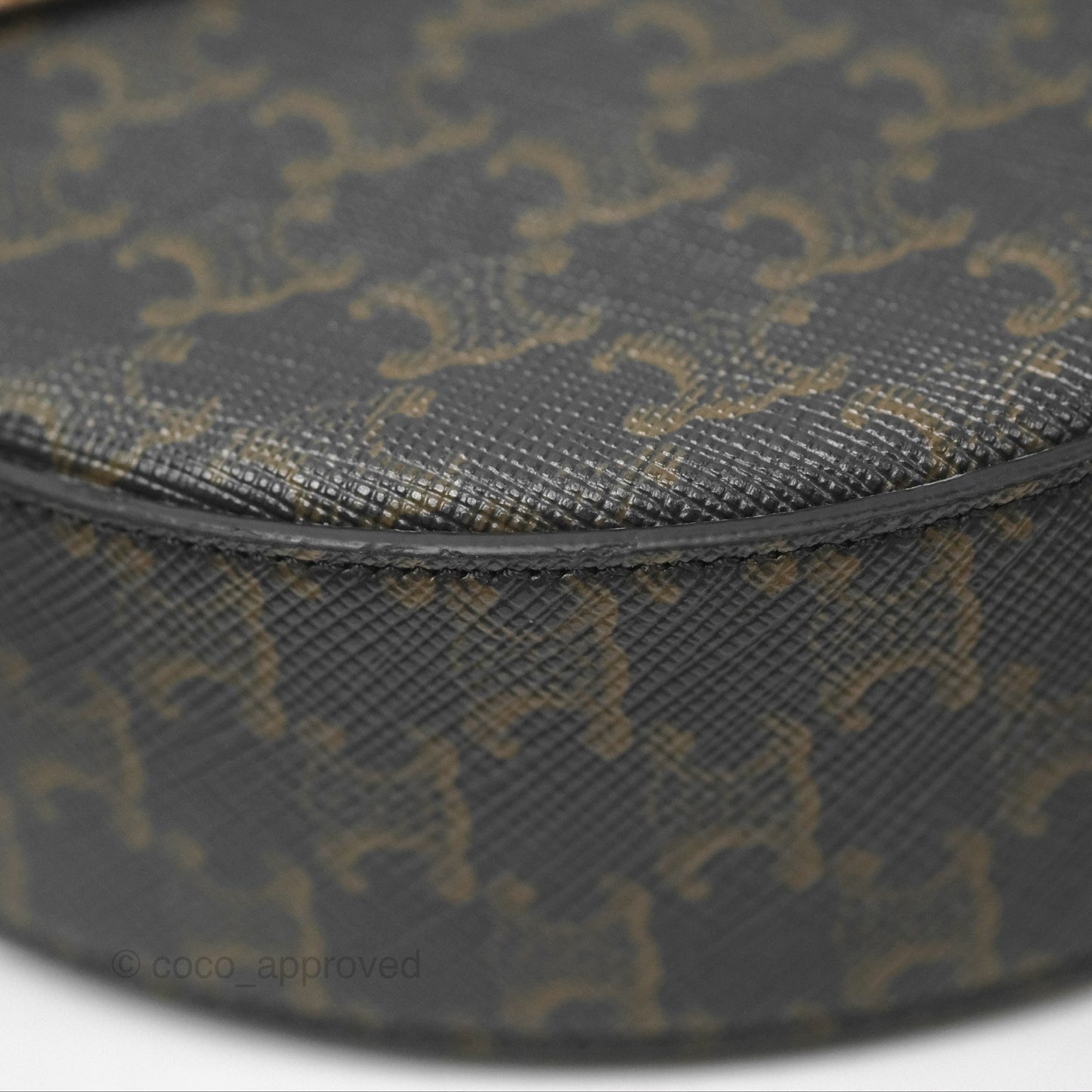 Celine Round Purse on Strap Triomphe Canvas Tan