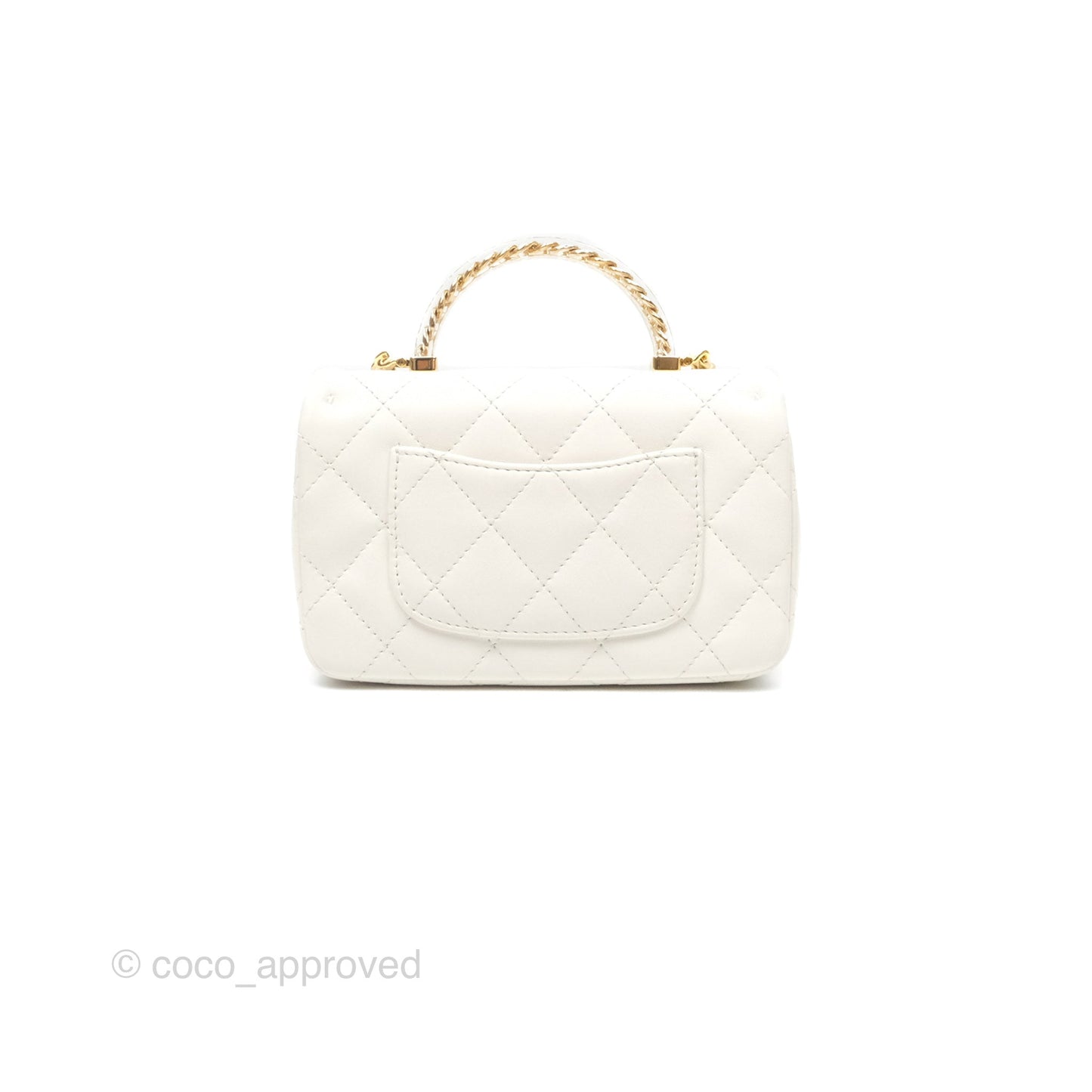 Chanel Top Handle Mini Flap Ivory White Lambskin Gold Hardware