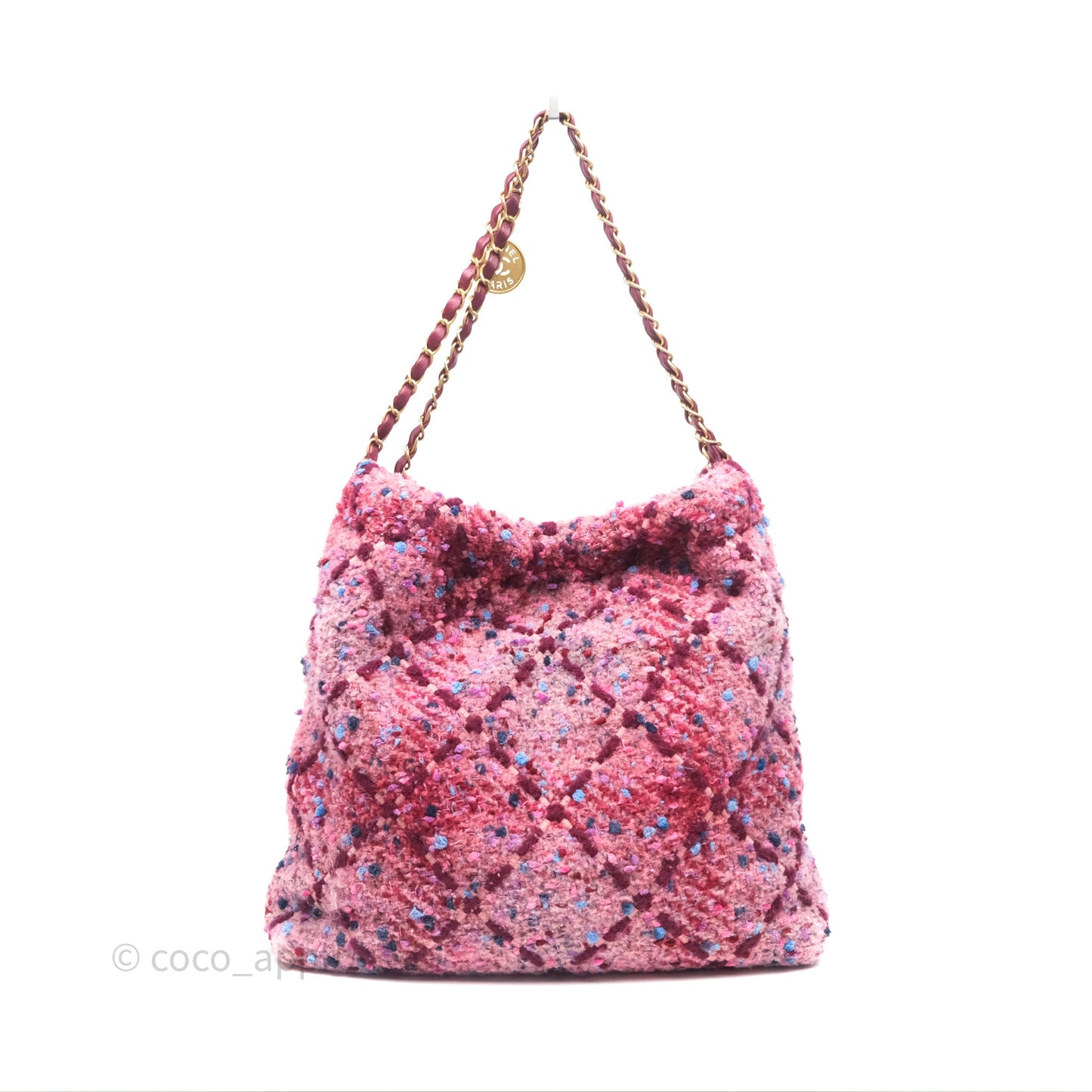 Chanel 22 Medium Tweed Pink Aged Gold Hardware
