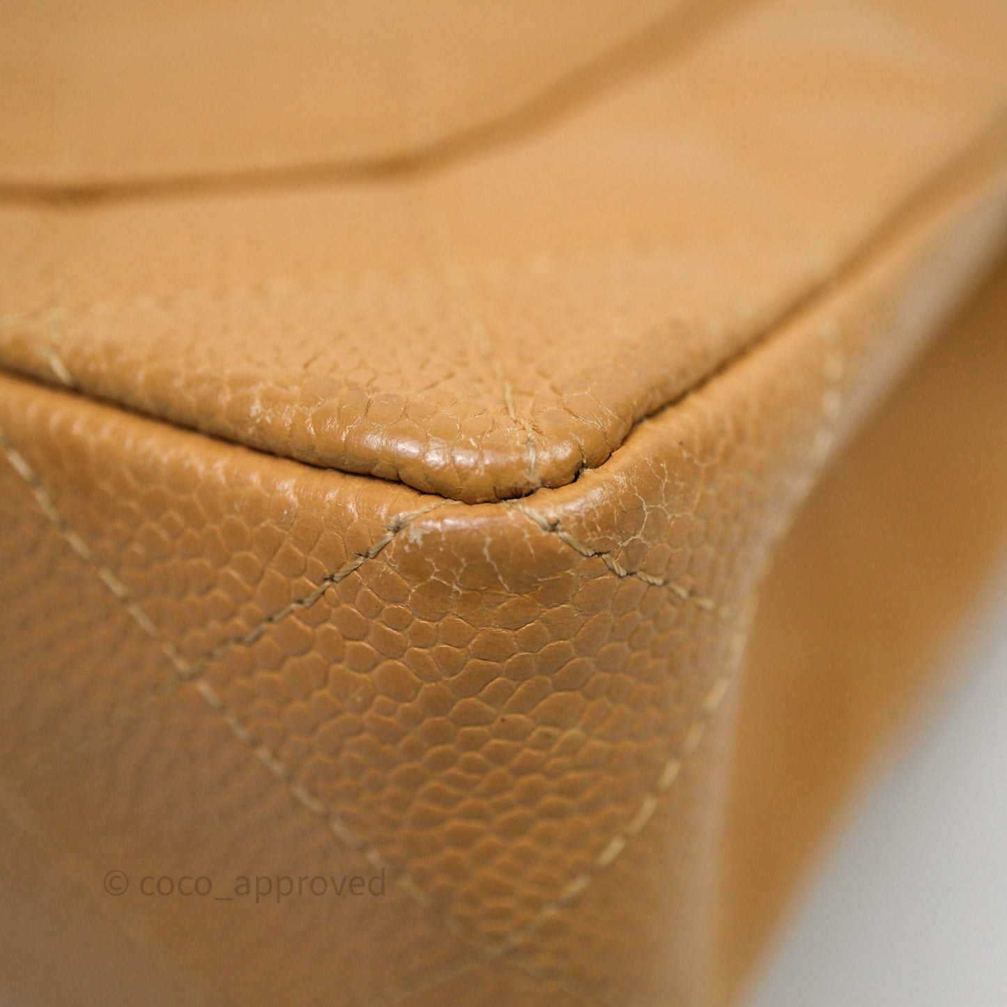 Chanel Vintage Small Classic Flap Beige Claire Caviar 24K Gold Hardware
