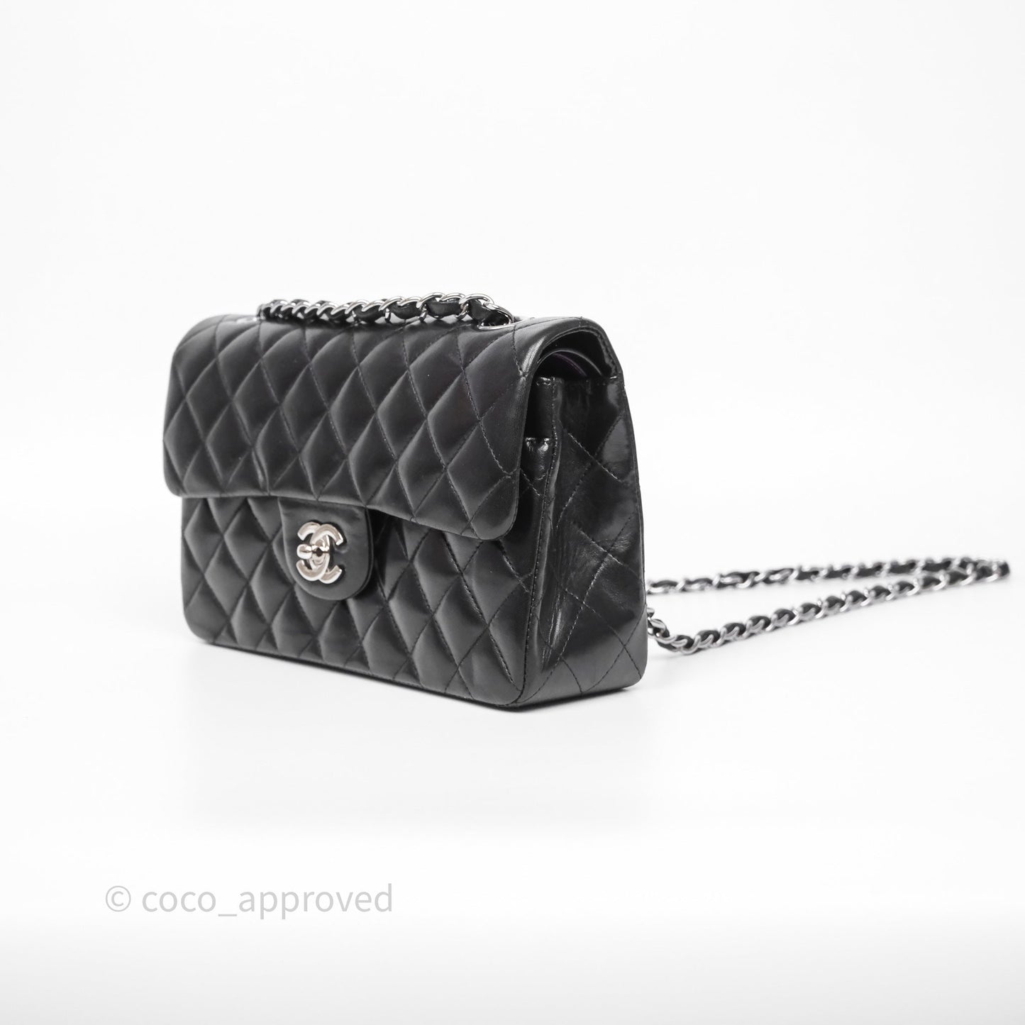Chanel Small Classic Flap Quilted Black Lambskin Silver Hardware