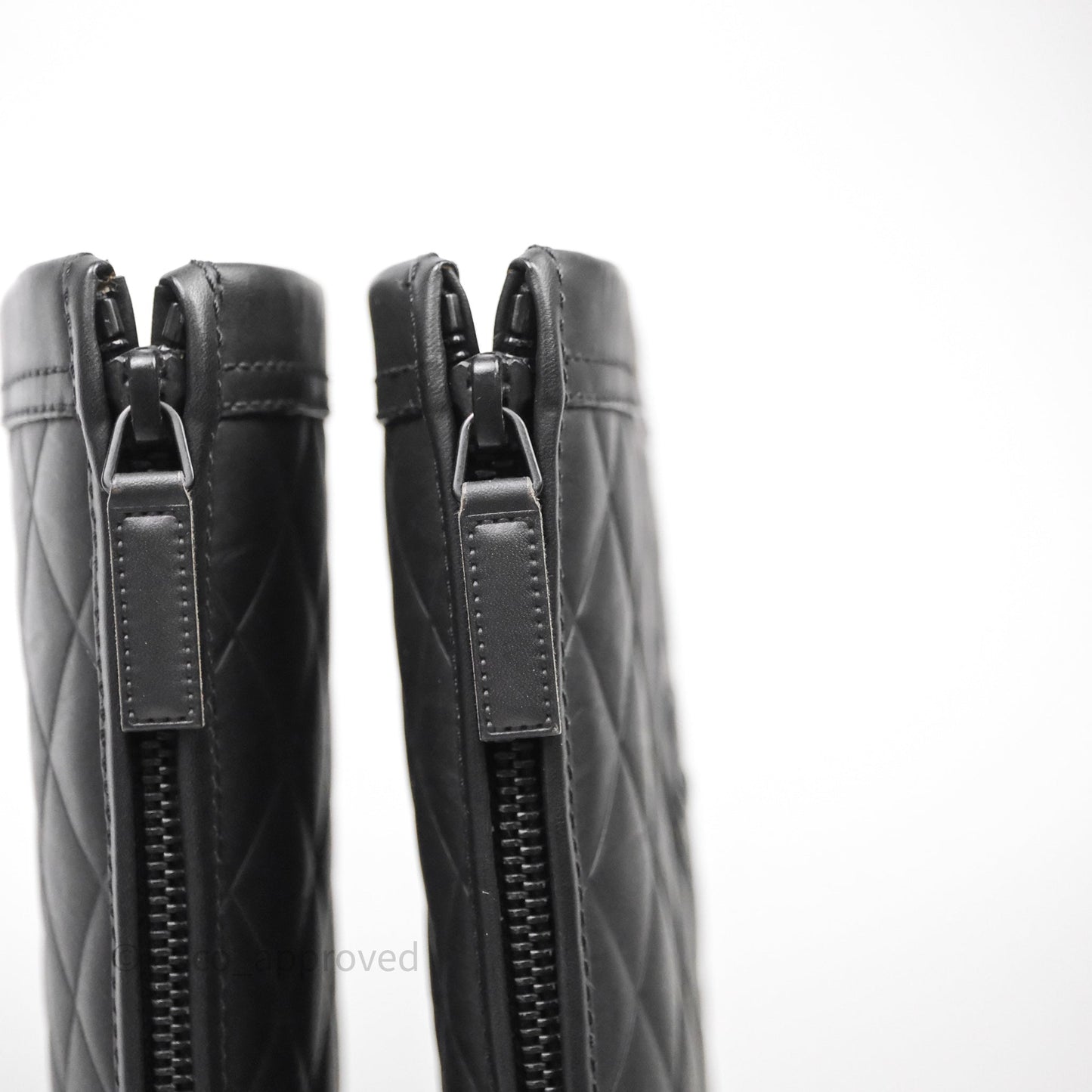 Chanel CC Quilted Knee High Boots Black Calfskin