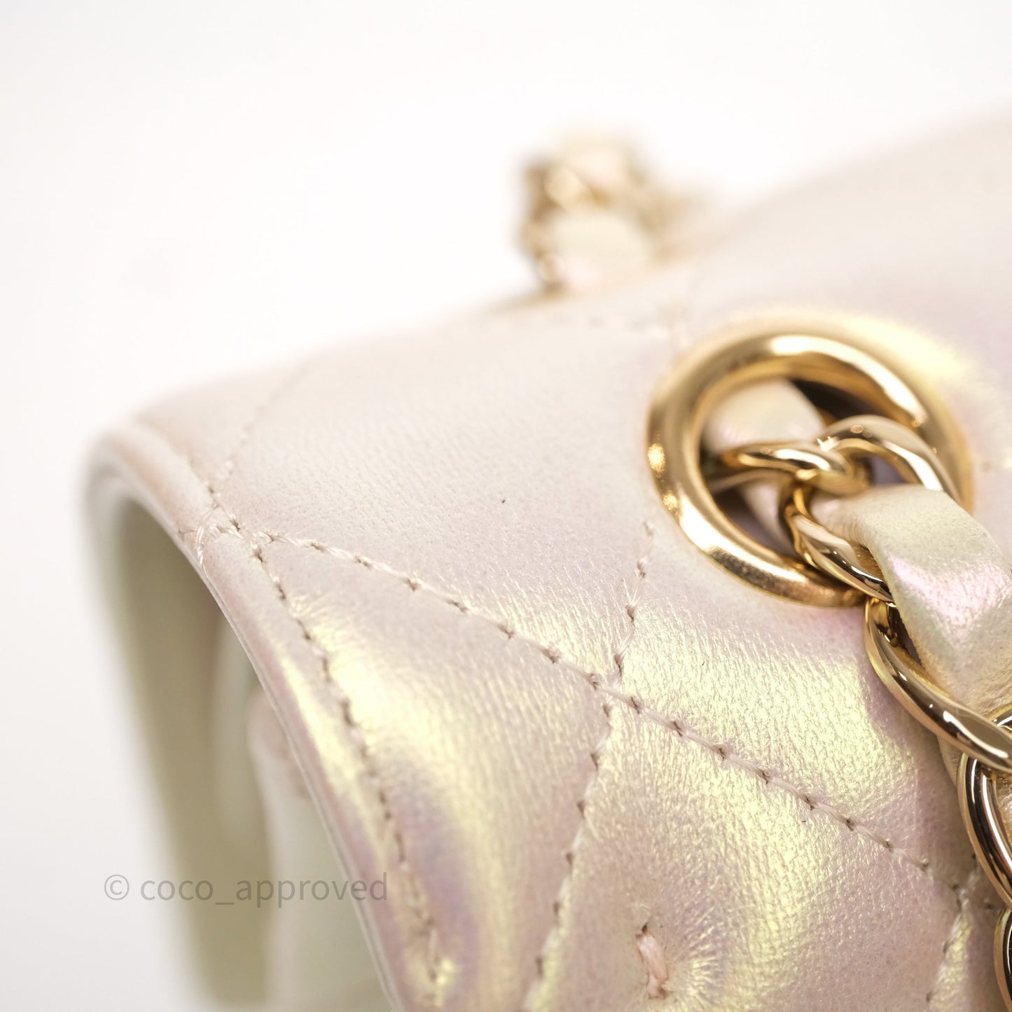 Chanel Classic Medium Double Flap Iridescent Beige Gold Hardware 21S