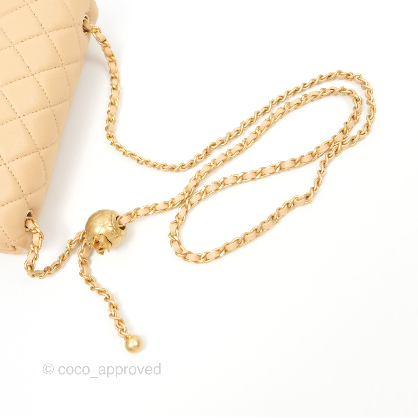 Chanel Pearl Crush Mini Rectangular Beige Lambskin Aged Gold Hardware