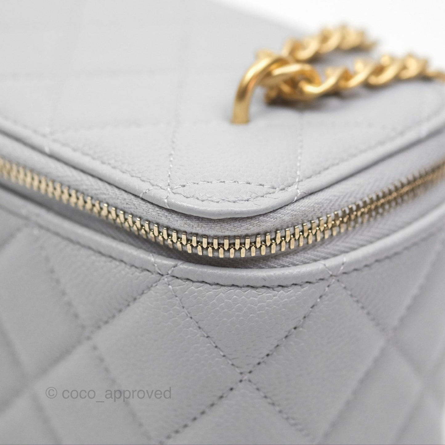 Chanel Vanity with Heart Adjustable Chain Grey Caviar Aged Gold Hardware