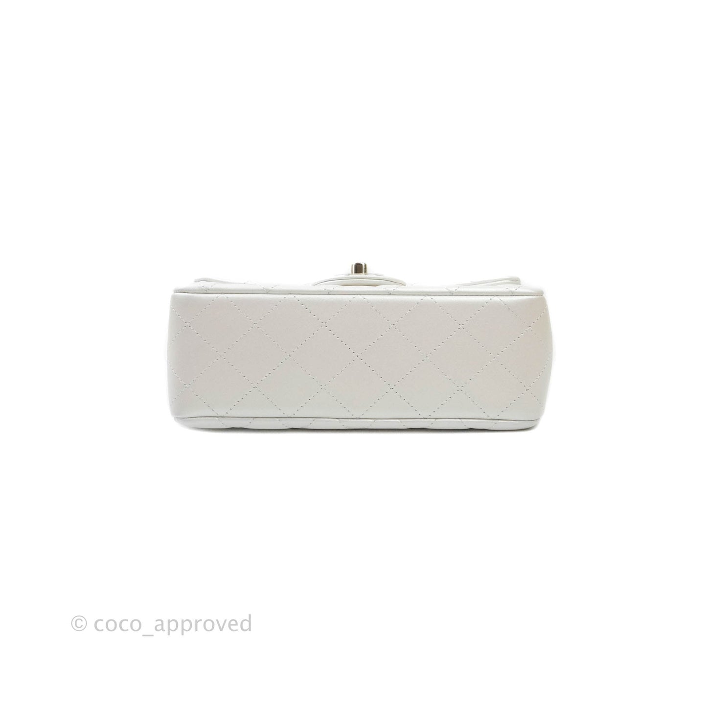 Chanel Quilted Mini Rectangular Iridescent White Lambskin Gold Hardware
