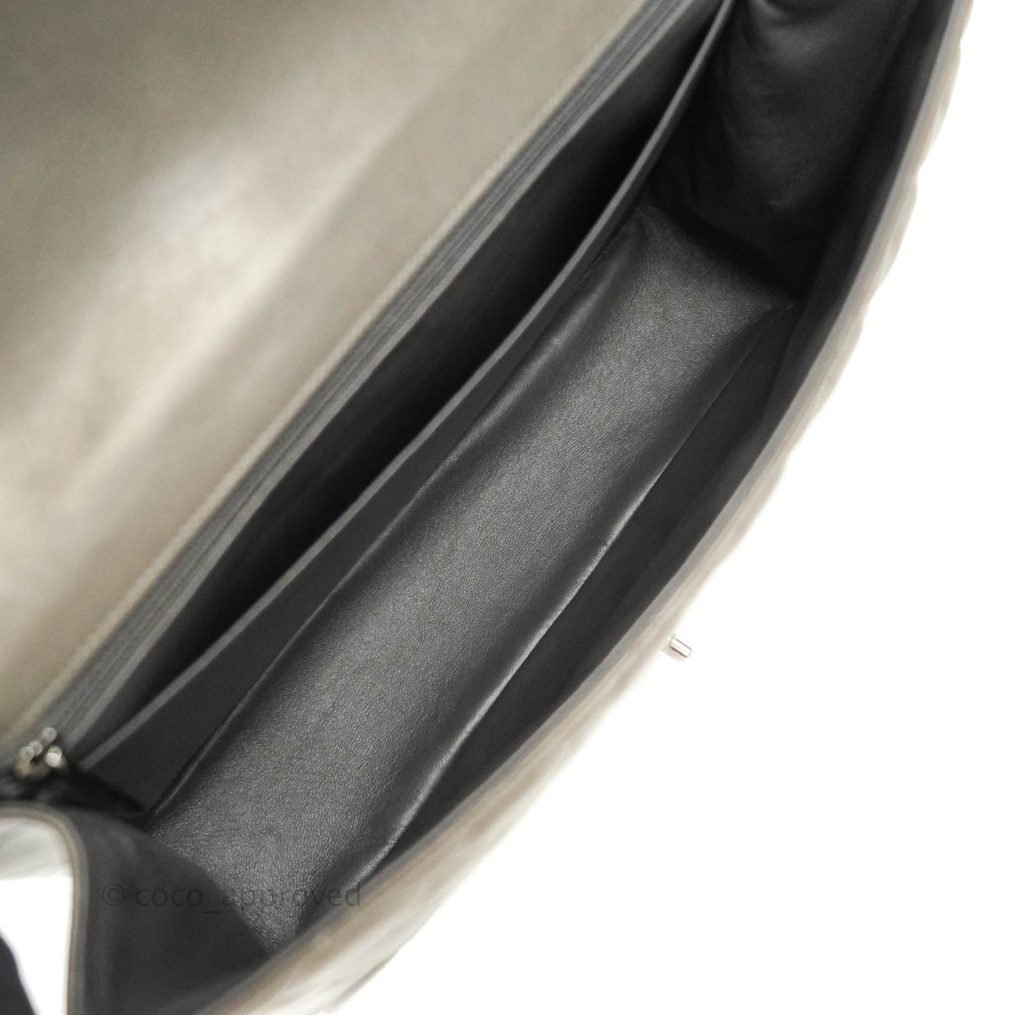 Chanel Classic Single Flap Maxi Grey Lambskin Gun Metal Hardware