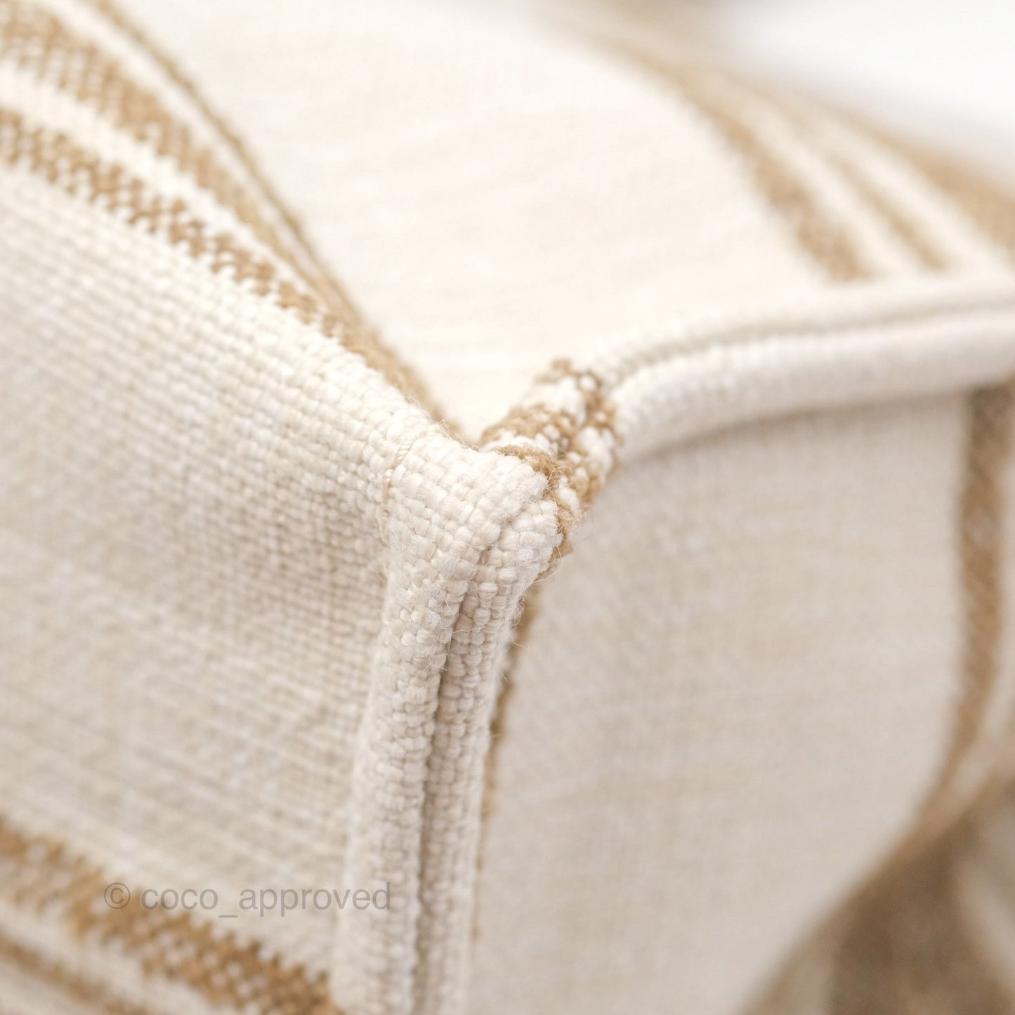 Celine Large Cabas Thais In Striped Textile Tobacco/Tan