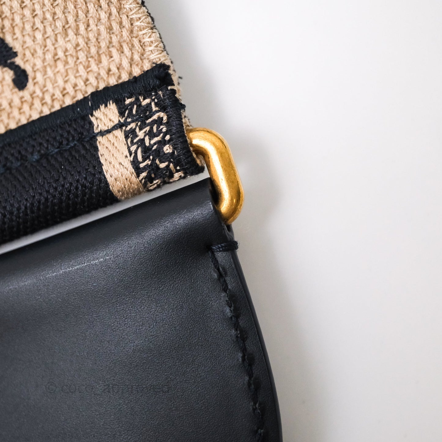 Christian Dior Navy 'Christian Dior Paris' Embroidery Shoulder Strap