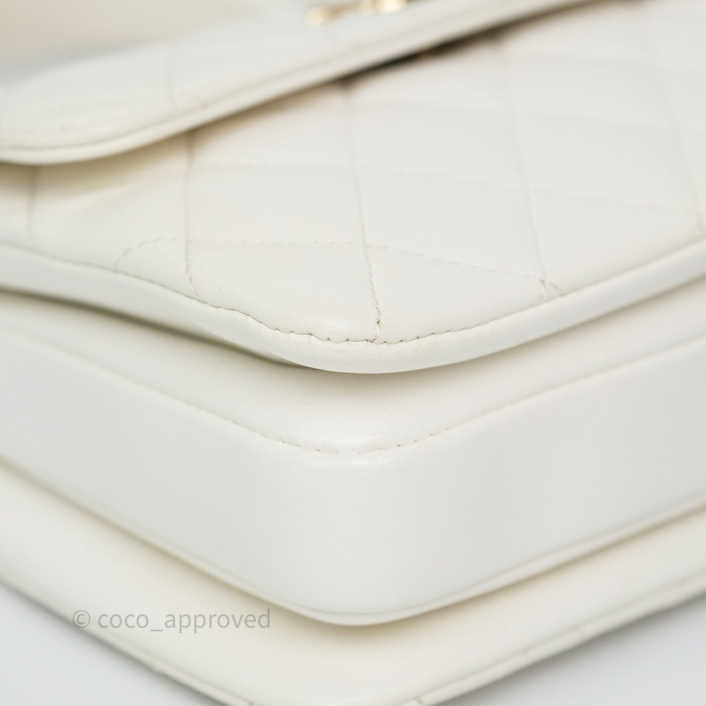 Chanel Mini Trendy CC Handle Bag Lacquered Logo White Lambskin