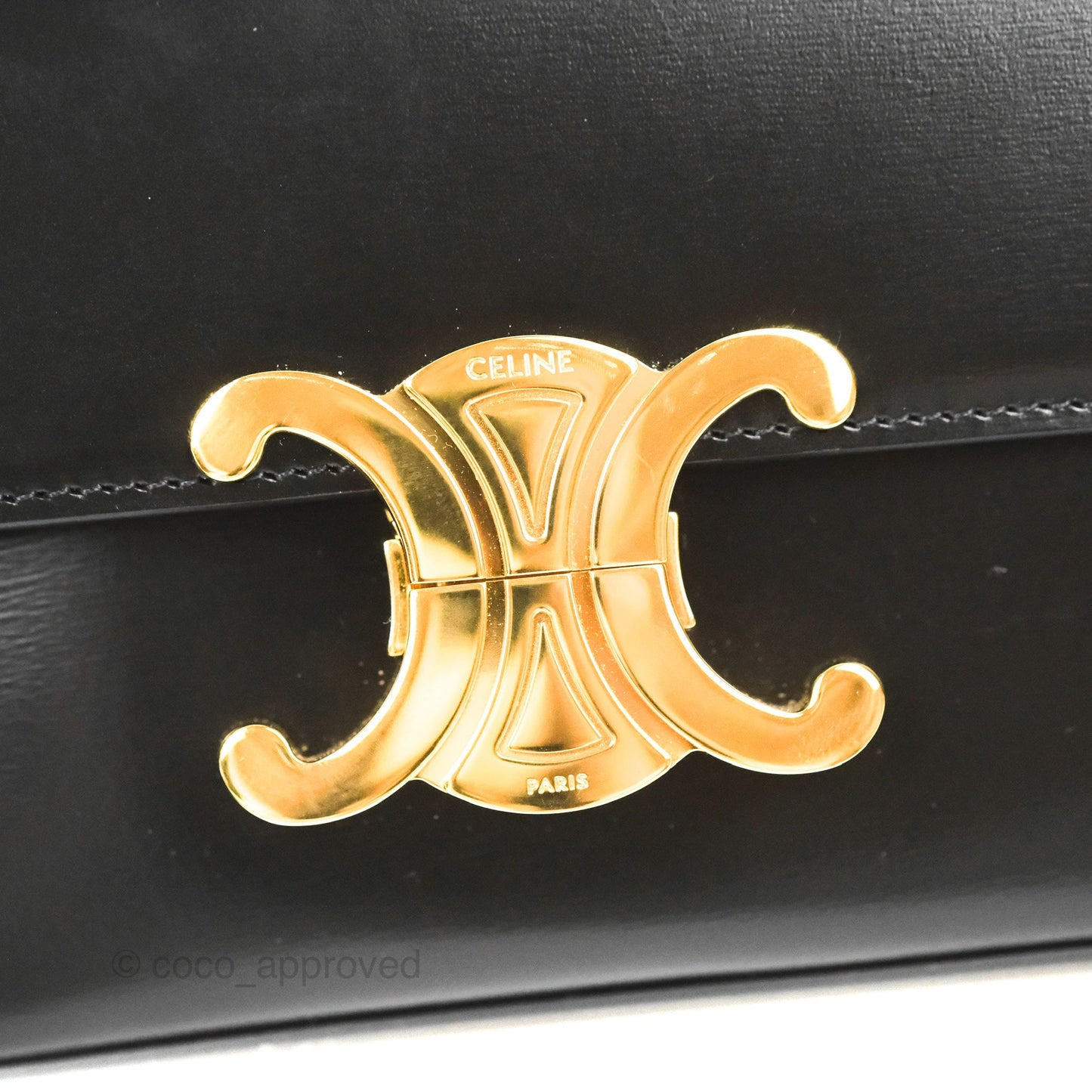 Celine Triomphe Shoulder Bag Black Calfskin