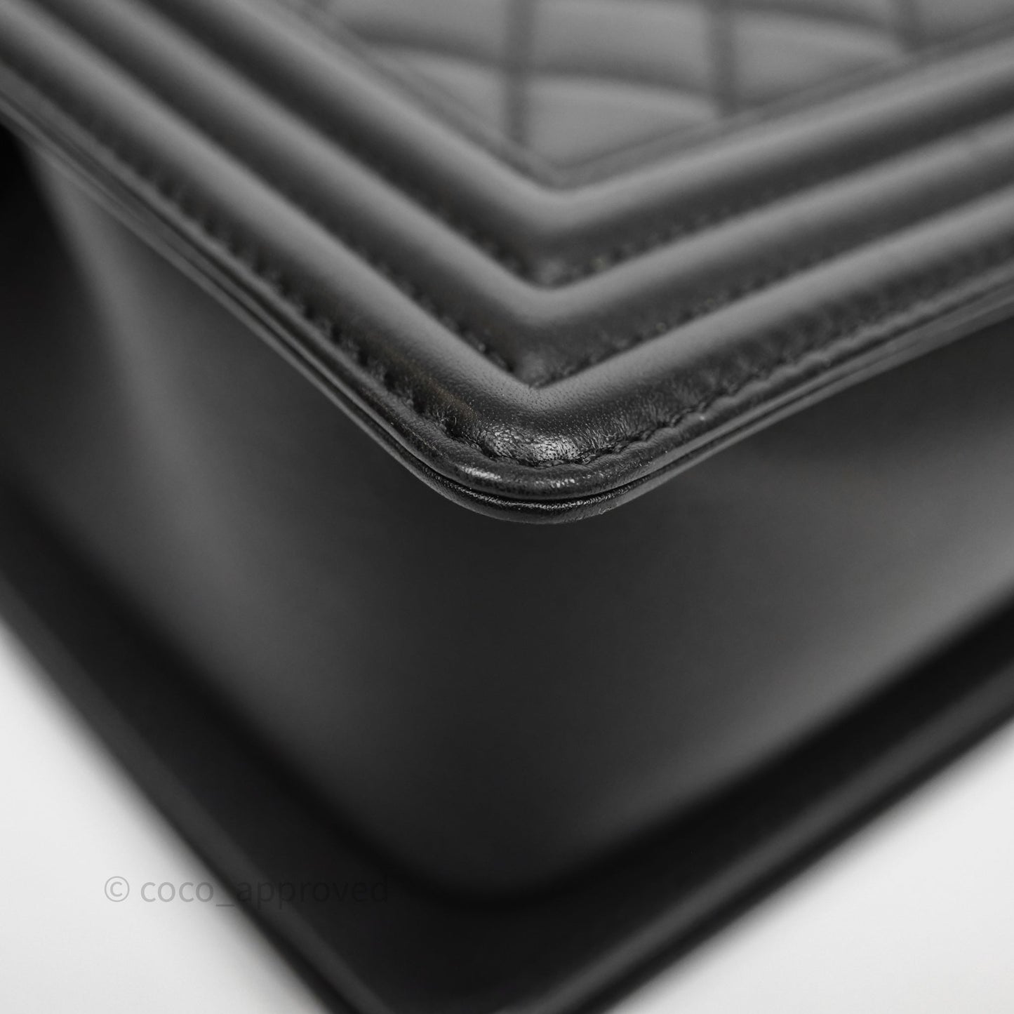Chanel Quilted Medium Boy Black Calfskin Ruthenium Hardware