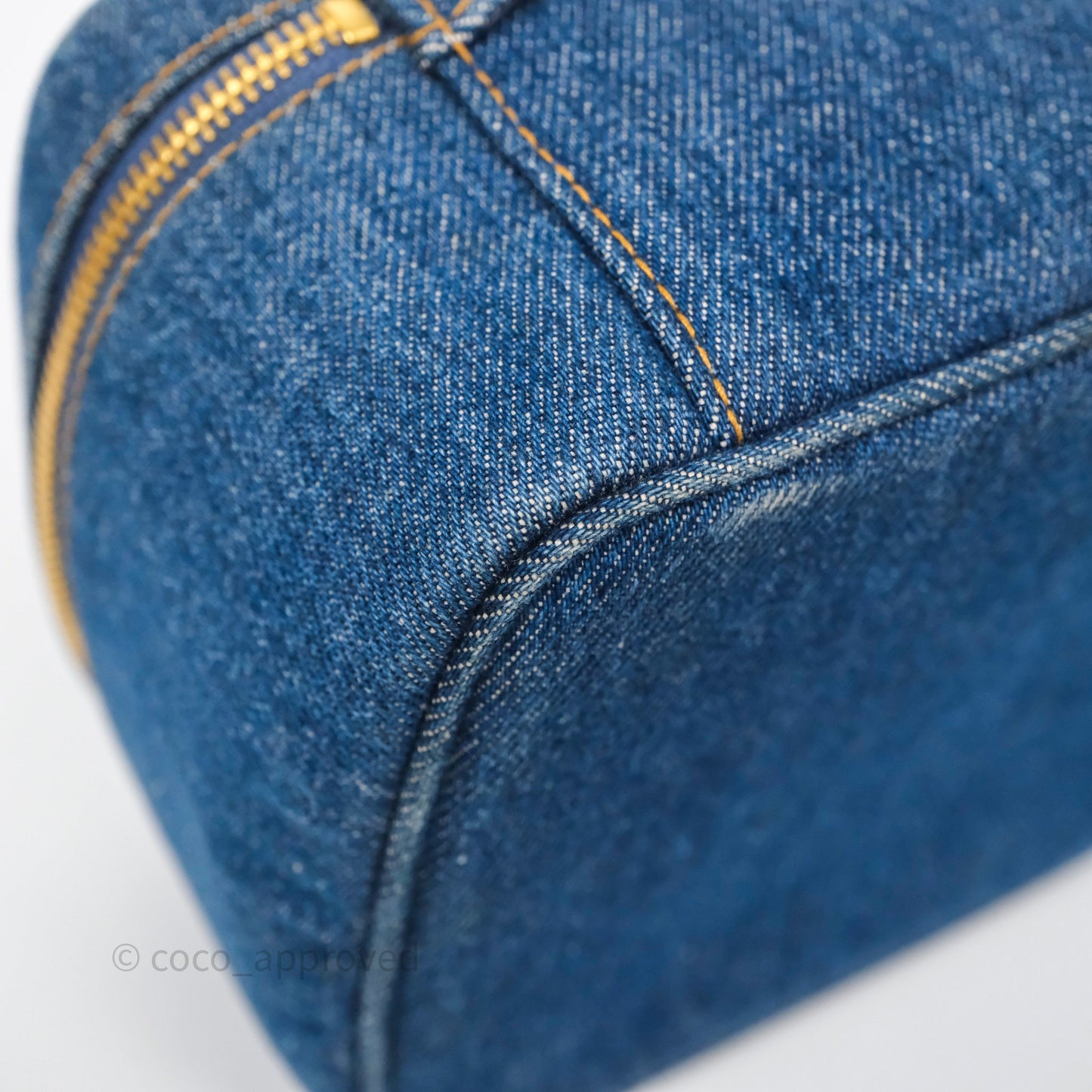 Chanel Vintage Vanity Case Denim Aged Gold Hardware