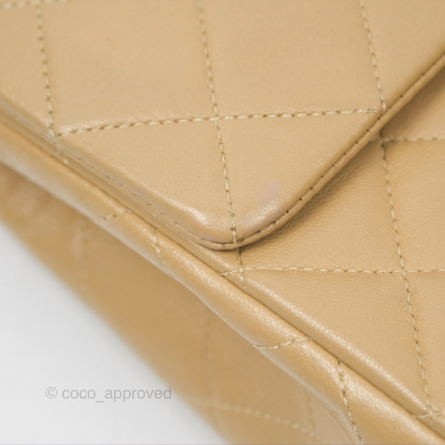 Chanel Vintage Square Flap Bag Beige Lambskin 24K Gold Hardware