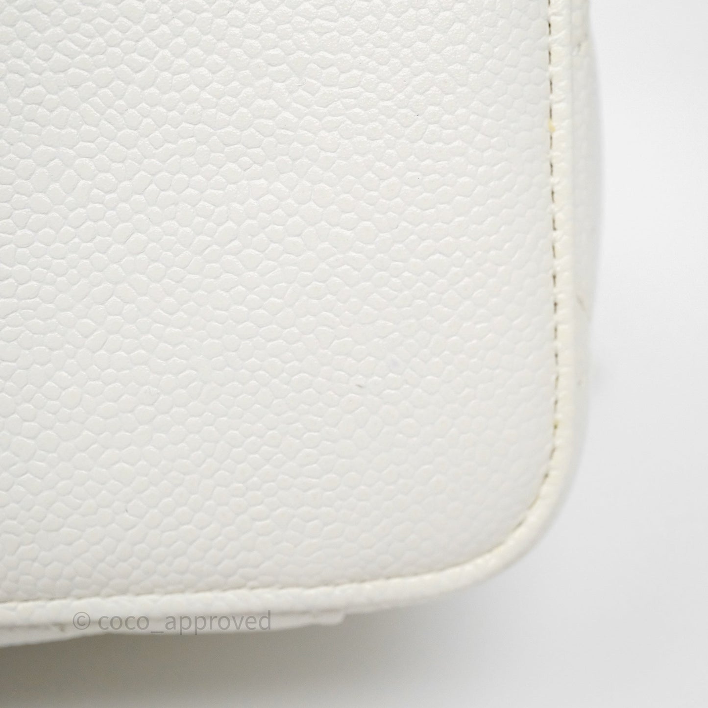 Chanel Logo Top Handle Vanity Rectangular White Caviar Aged Gold Hardware