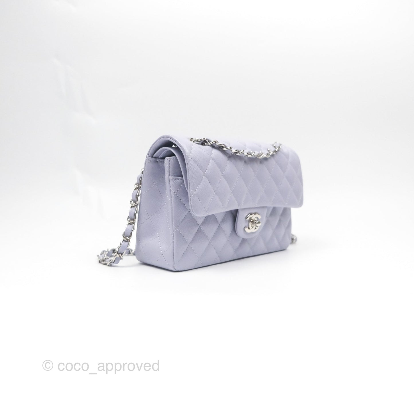 Chanel Small Classic Quilted Flap Lilac Caviar Silver Hardware 21K