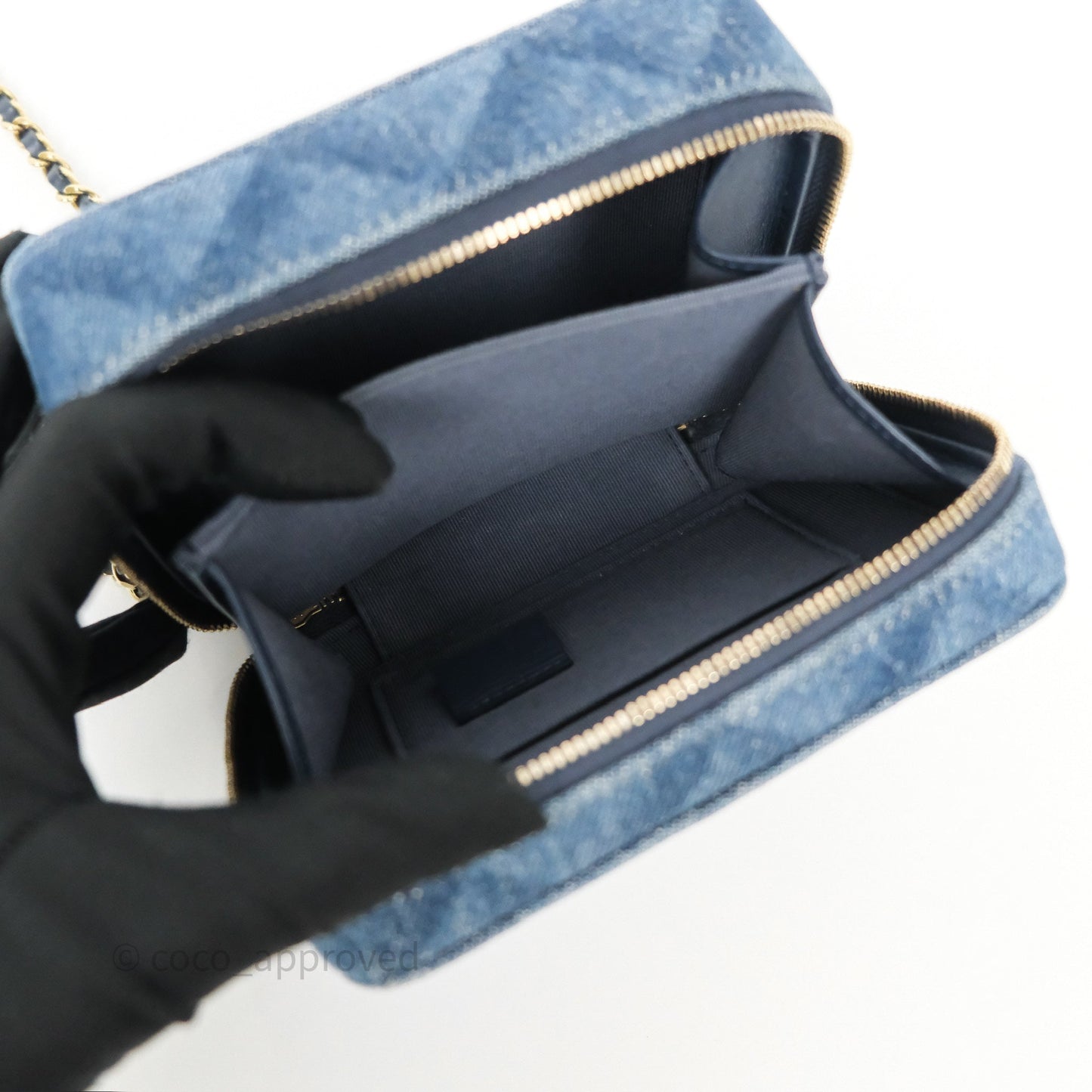Chanel Camera Bag Quilted Denim Gold Hardware